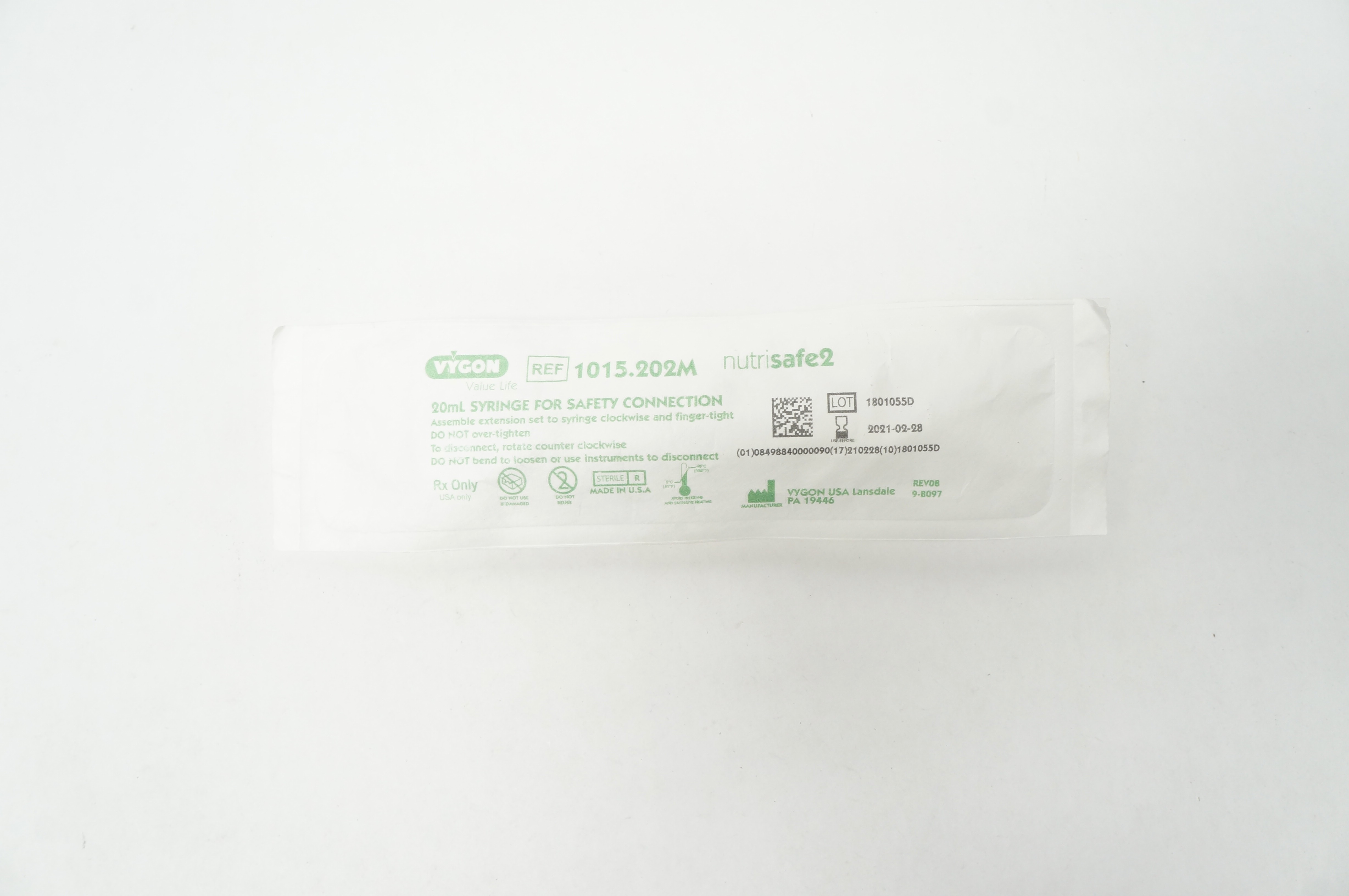 Vygon 1015.202M Nutrisafe 2 20ml Syringe for Safety Connection (x)