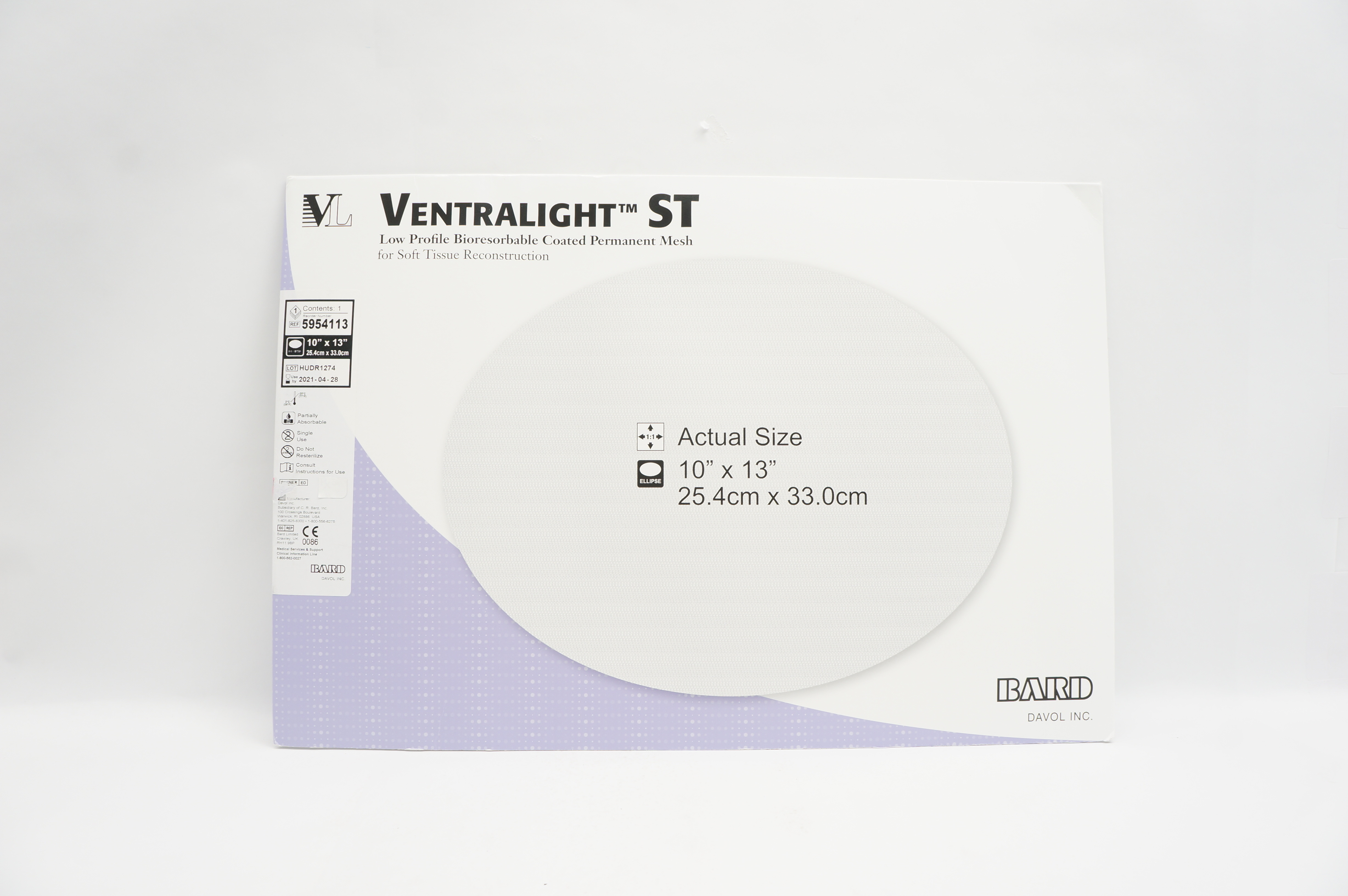 Bard 5954113 Ventralight ST Low Profile Bioresorbable Coated 10 x 13inch (x)