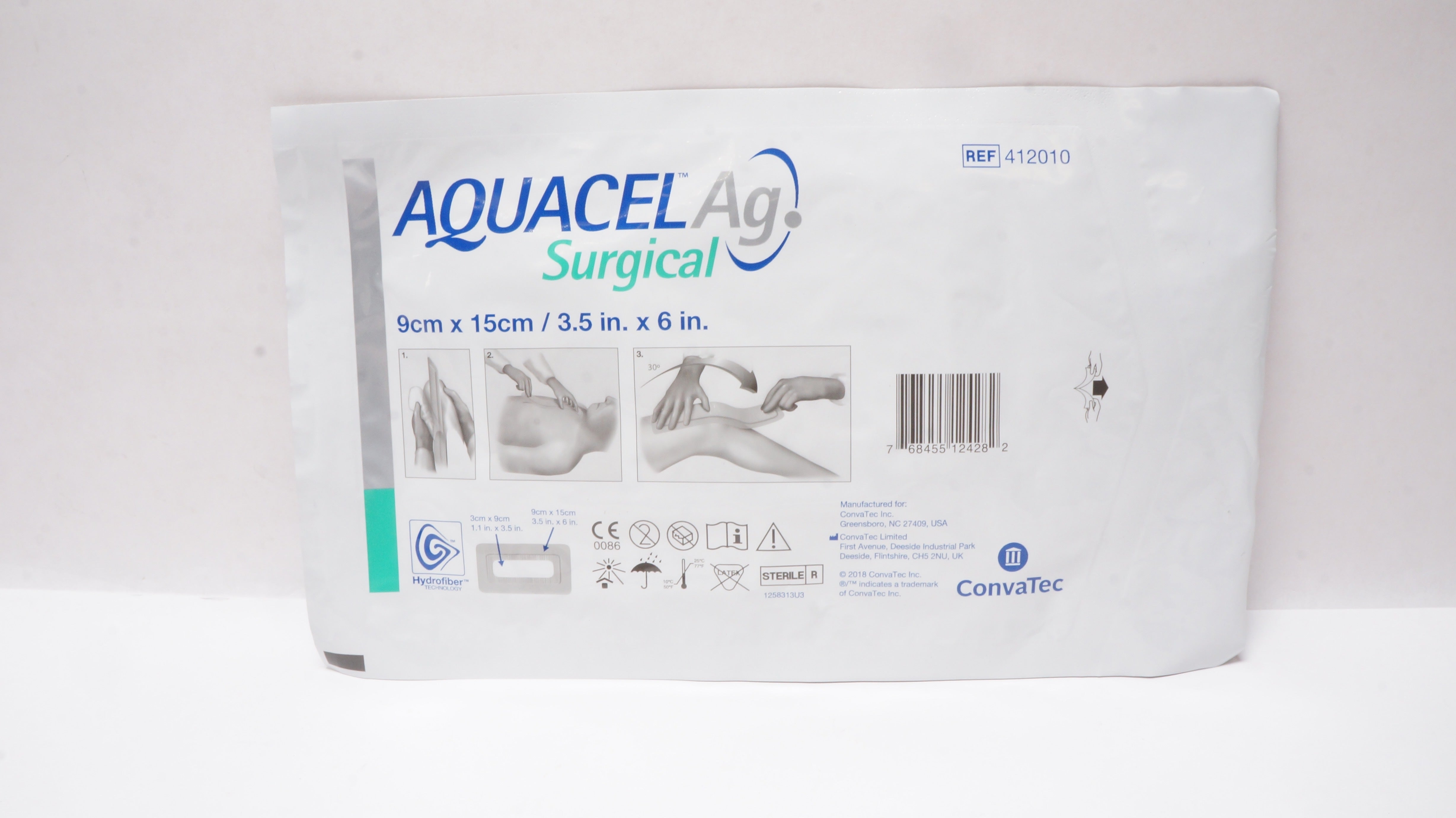 ConvaTec 412010 AquacelAg Surgical Cover Dressing Sterile 3.5 inch x 6 inch