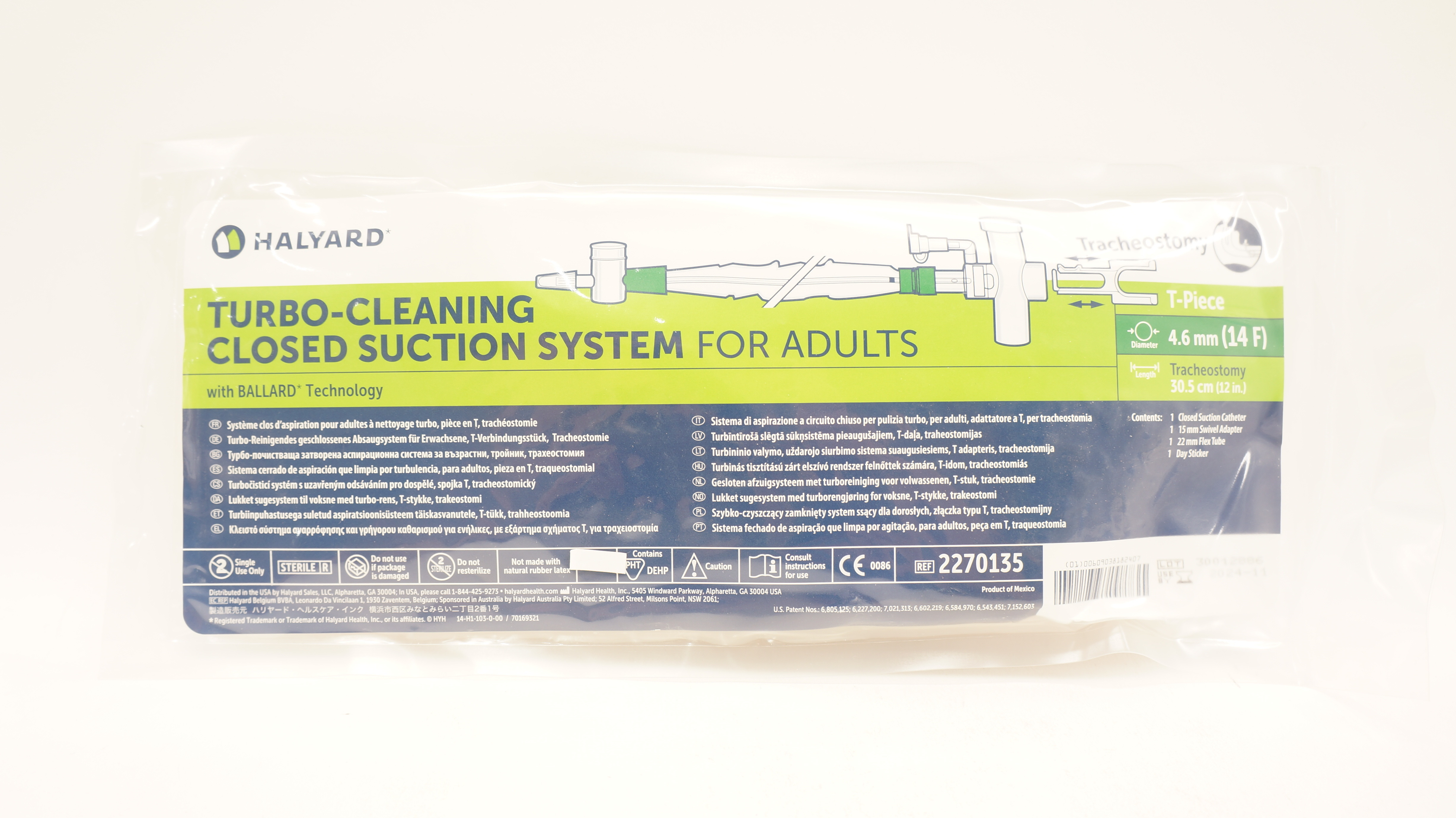 Halyard 2270135 Turbo-Cleaning Closed Suction System for Adults 14F x 12 inch