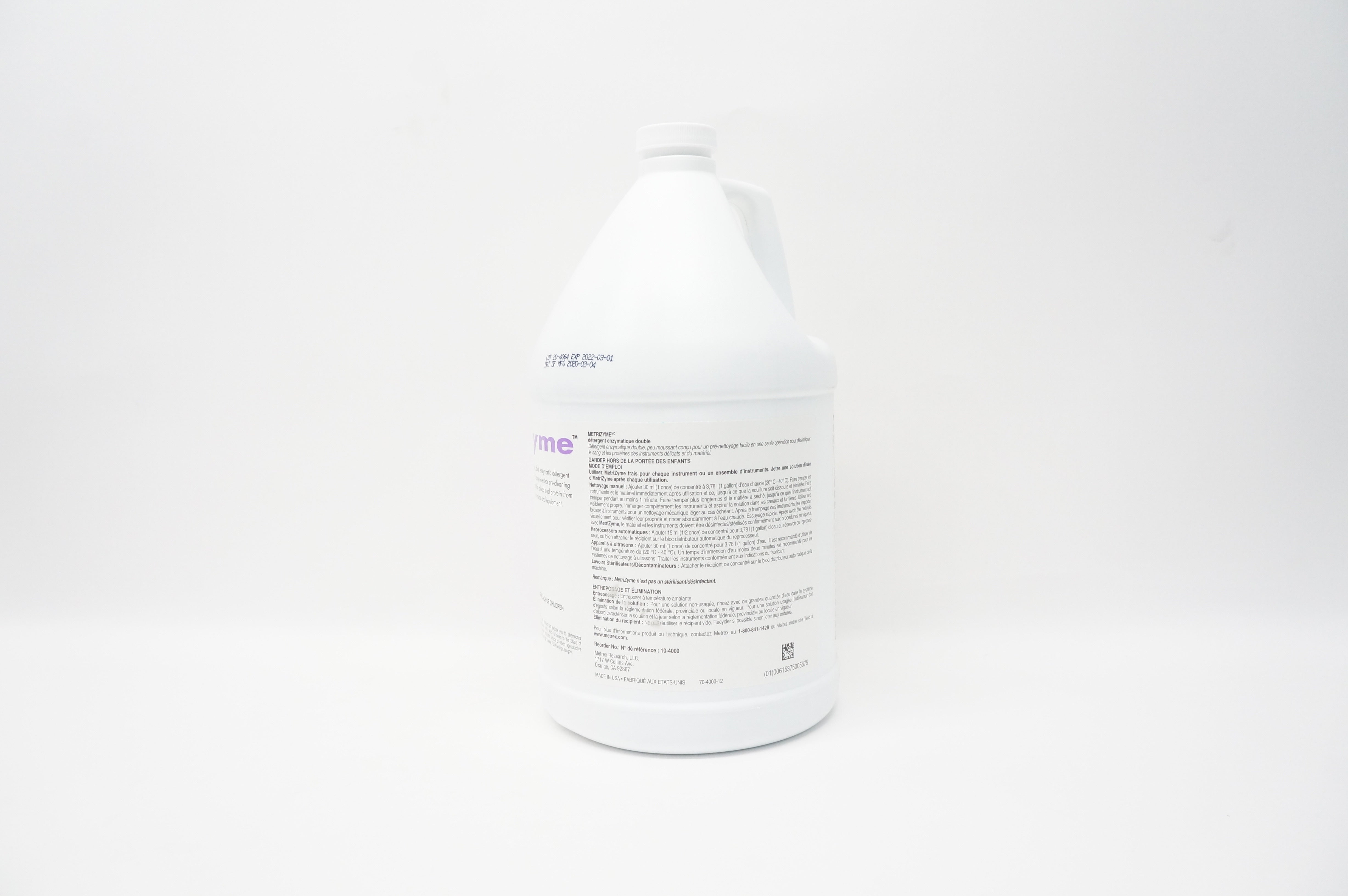 Metrex 10-4000 Metrizyme Dual Enzymatic Detergent , One Gallon