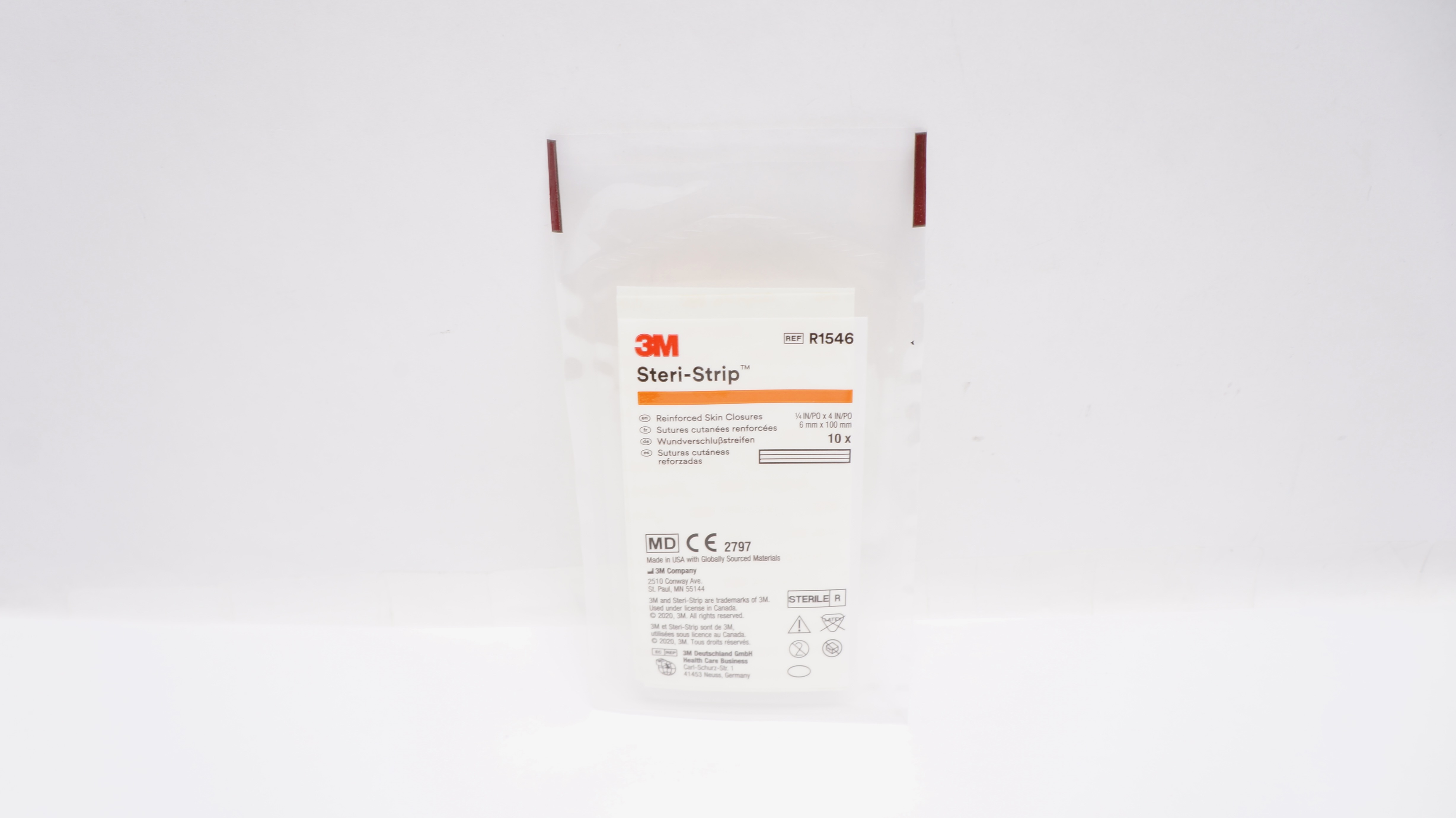 3M R1546 Steri-Strip Reinforced Skin Closures 1/4inch x 4inch - Pack of 10