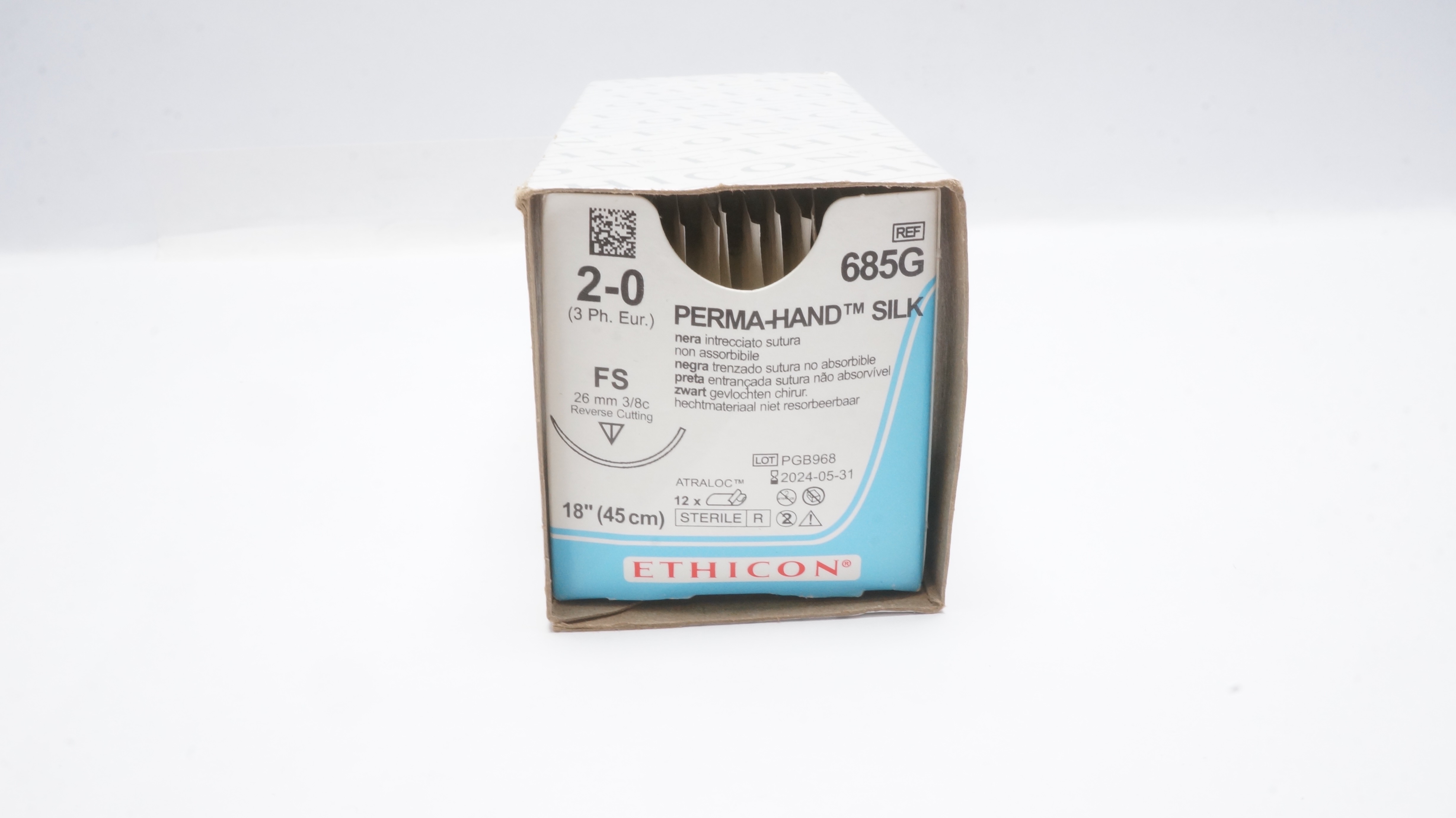 Ethicon 685G 2-0 PERMA-HAND FS 26mm 3/8c Reverse Cutting 18inch(x) - Box of 12