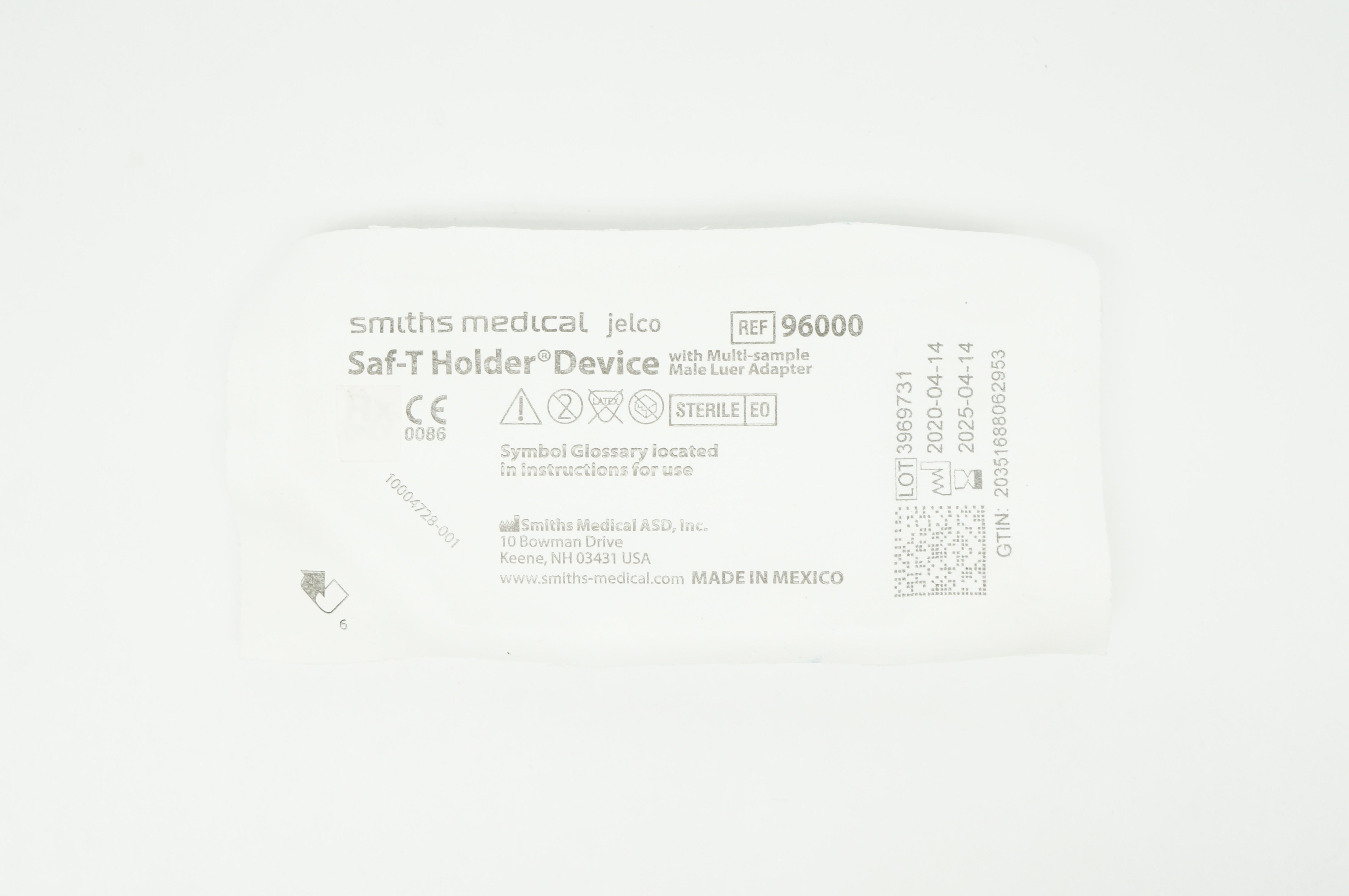 Smiths Medical 96000 Saf-T Holder Device with Multi-Sample Male Luer