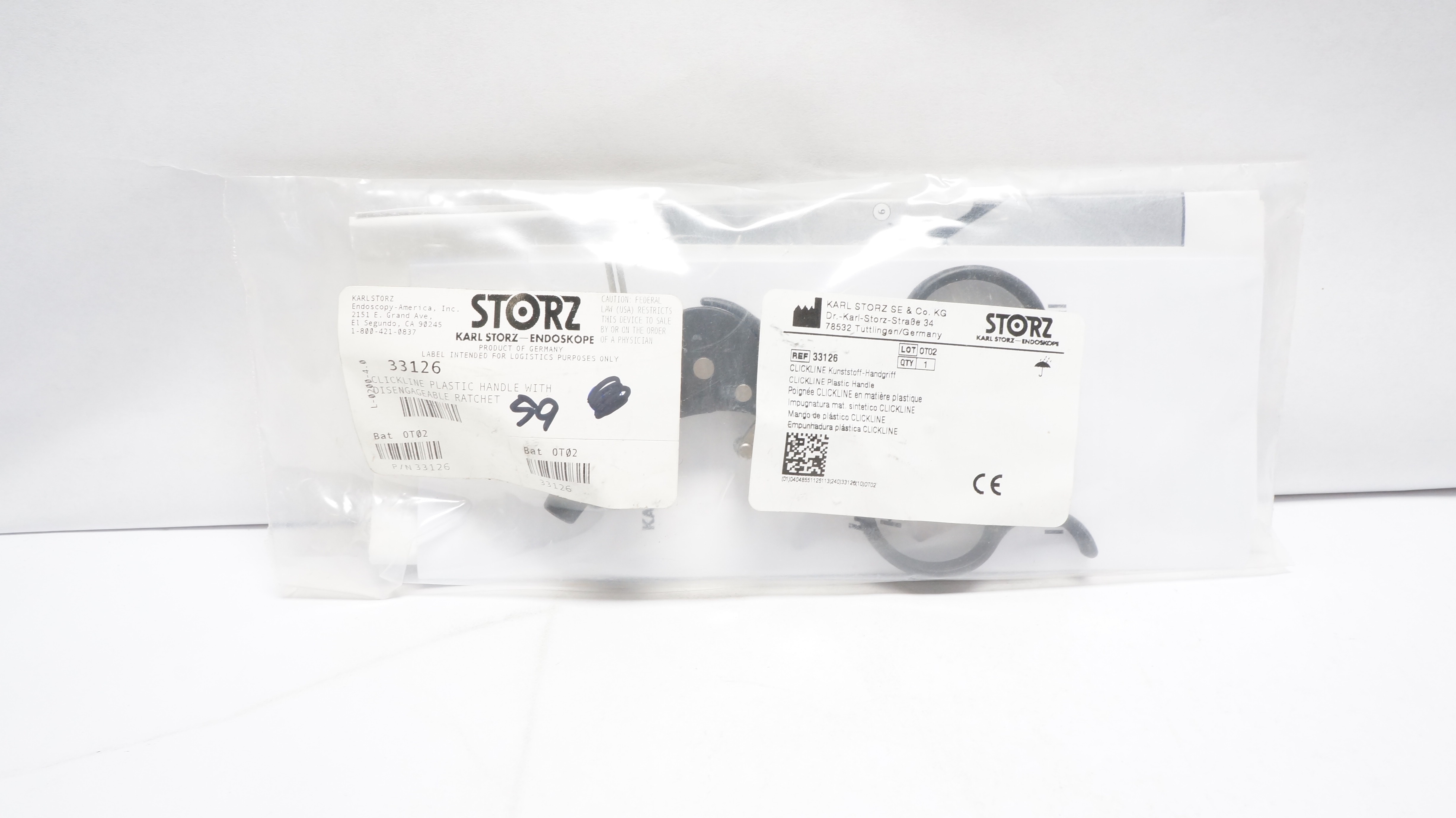 Karl Storz 33126 CLICKLINE Plastic Handle w/ Disengageable Ratchet