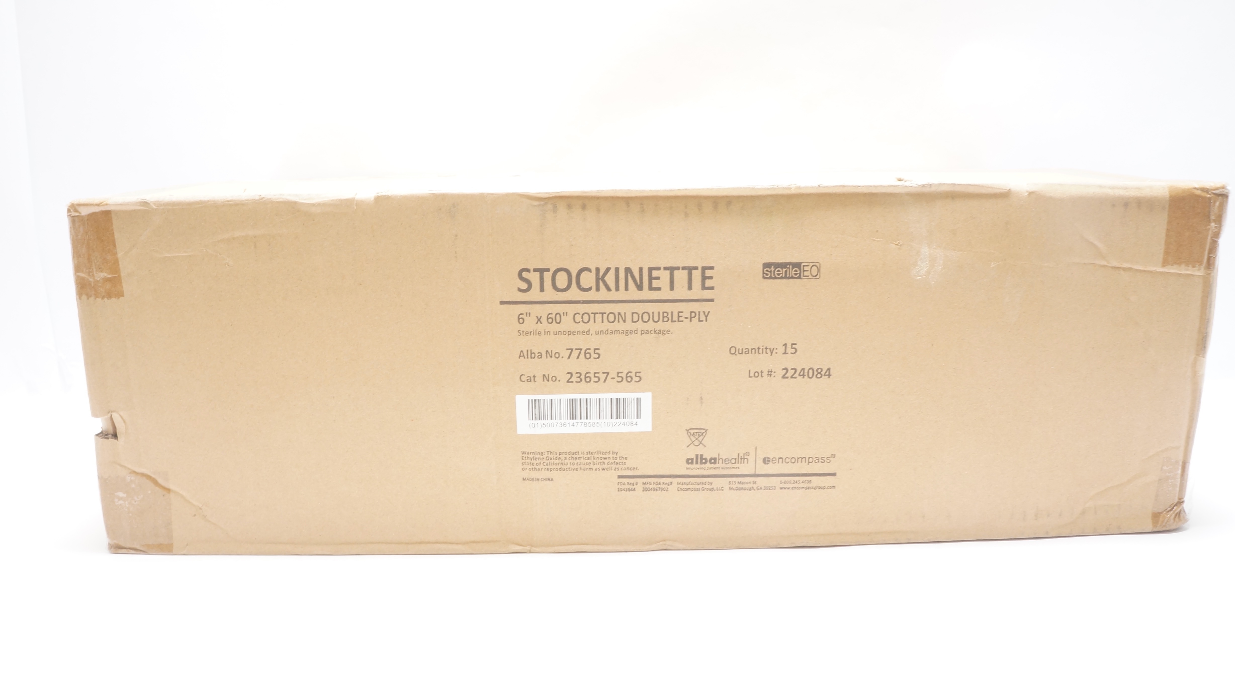 Alba Health 23657-565 Stockinette Cotton Double-Ply Sterile 6 x 60inch-Box of 15
