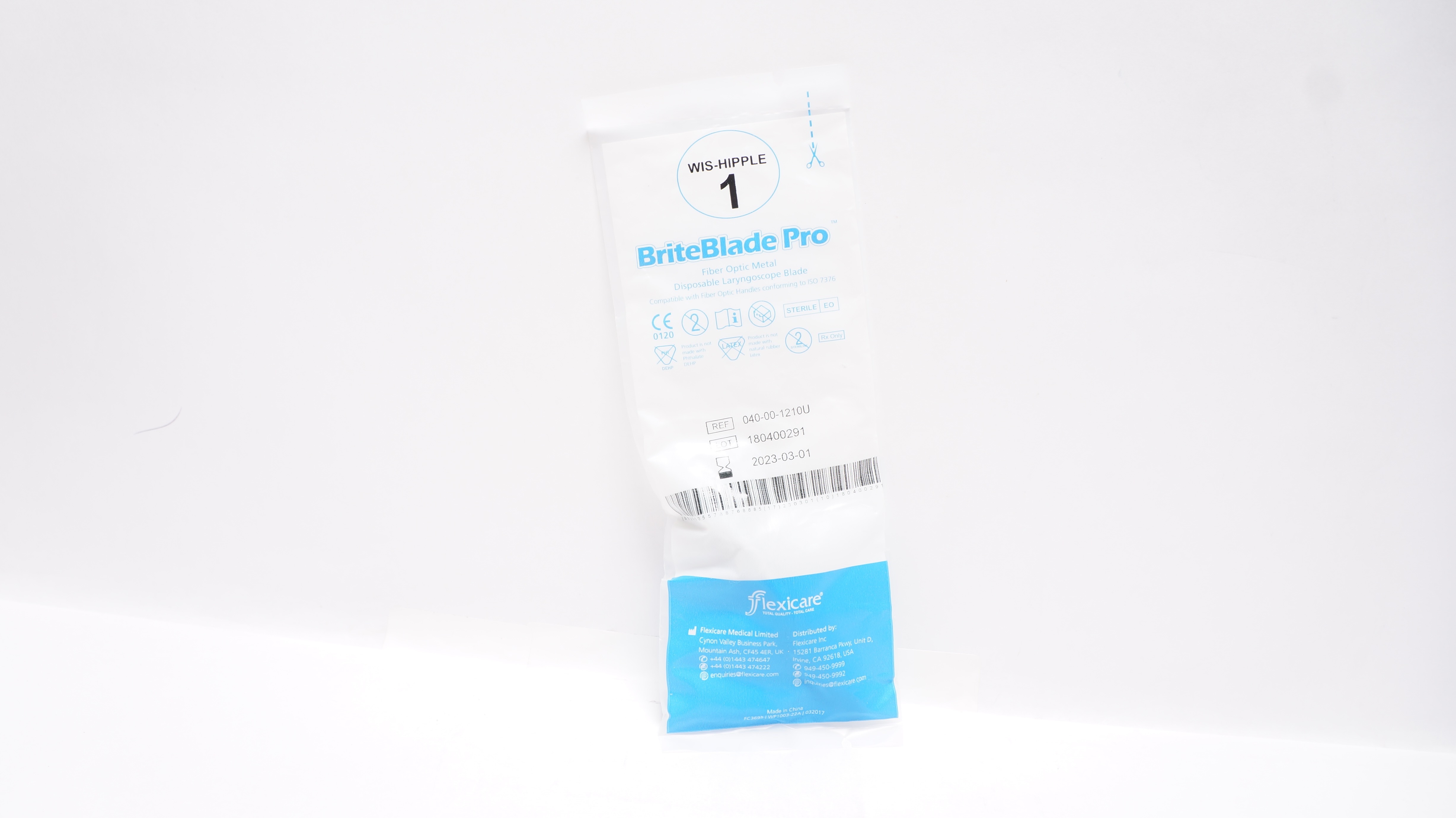 Flexicare 040-00-1210U BriteBlade Pro Fiber Optic Metal Blade WIS-Hipple 1 (x)