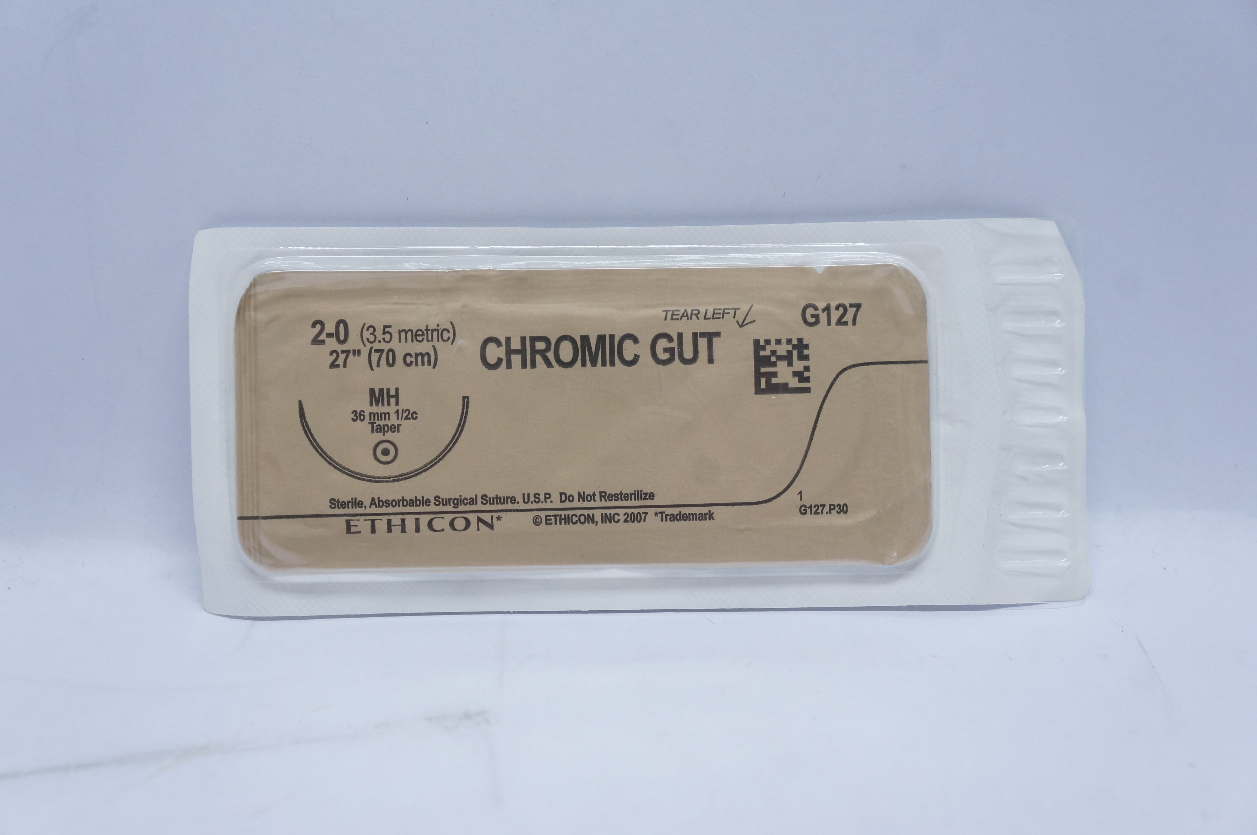 Ethicon G127 2-0 CHROMIC GUT, MH, 36mm 1/2c Taper, 27inch (x)