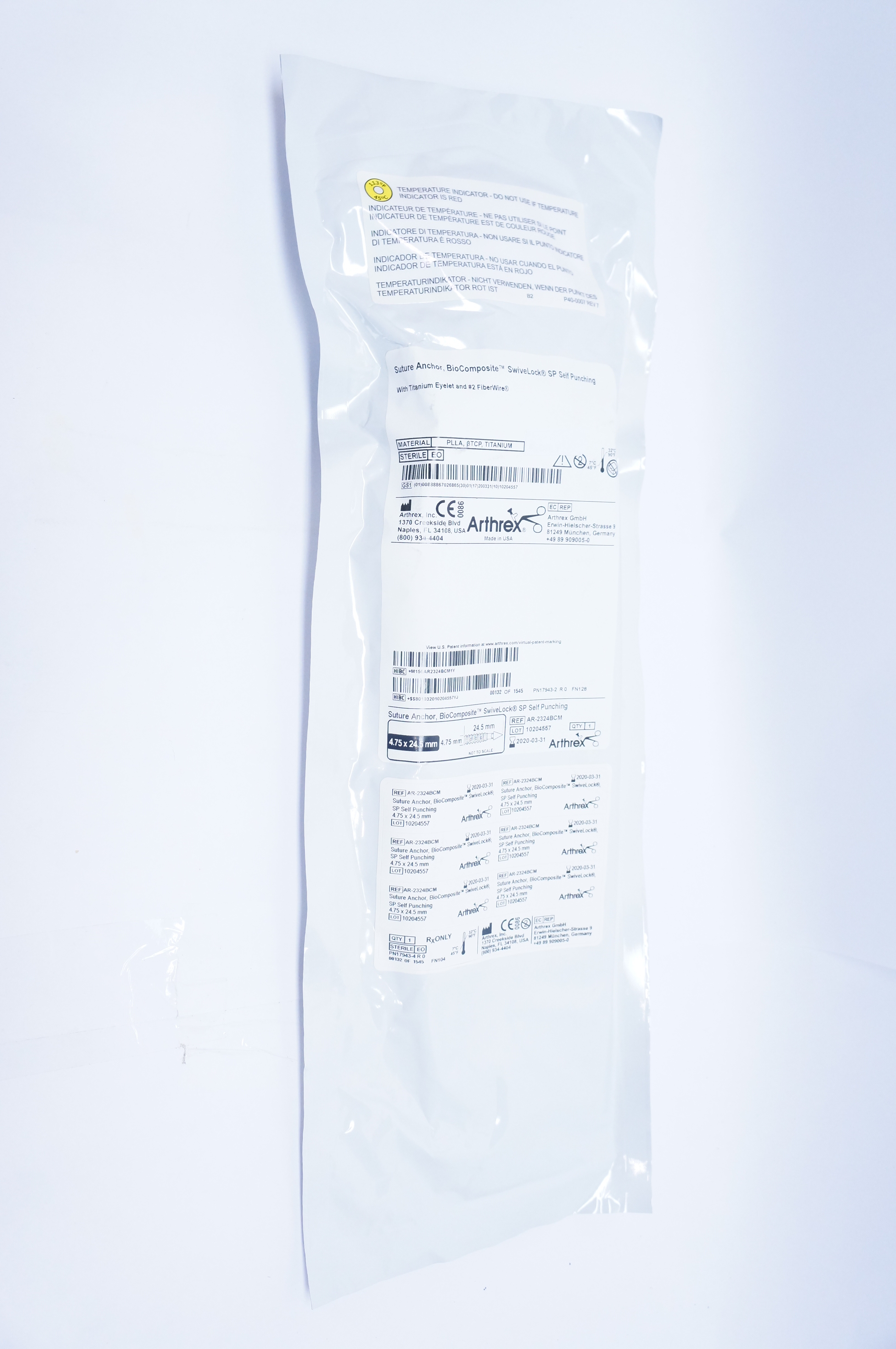 Arthrex AR-2324BCM Suture Anchor, BioComposite SwiveLock SP 4.75 x 24 ...