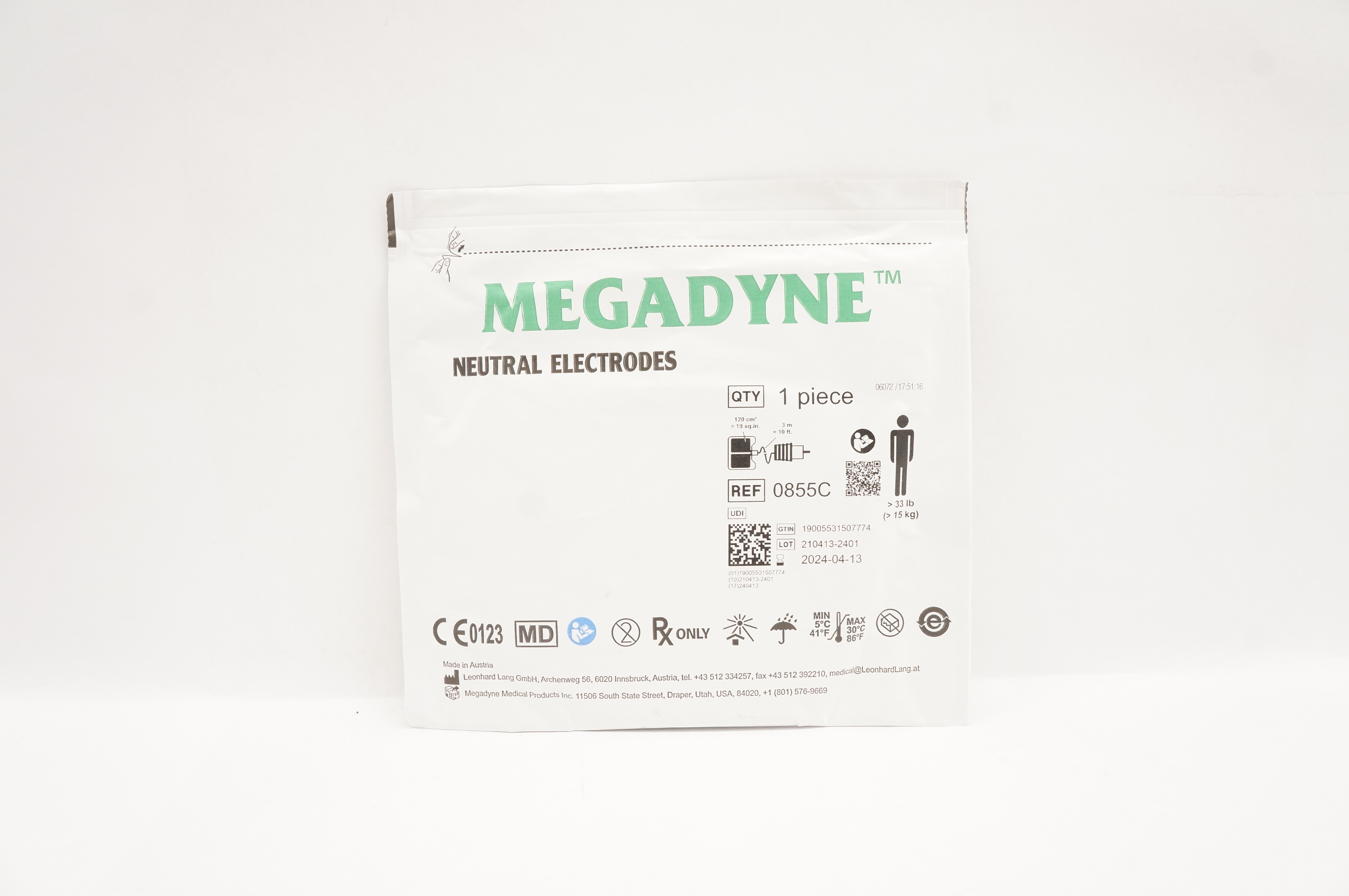 Megadyne 0855C Electrosurgical Patient Return Electrodes >33 Ib