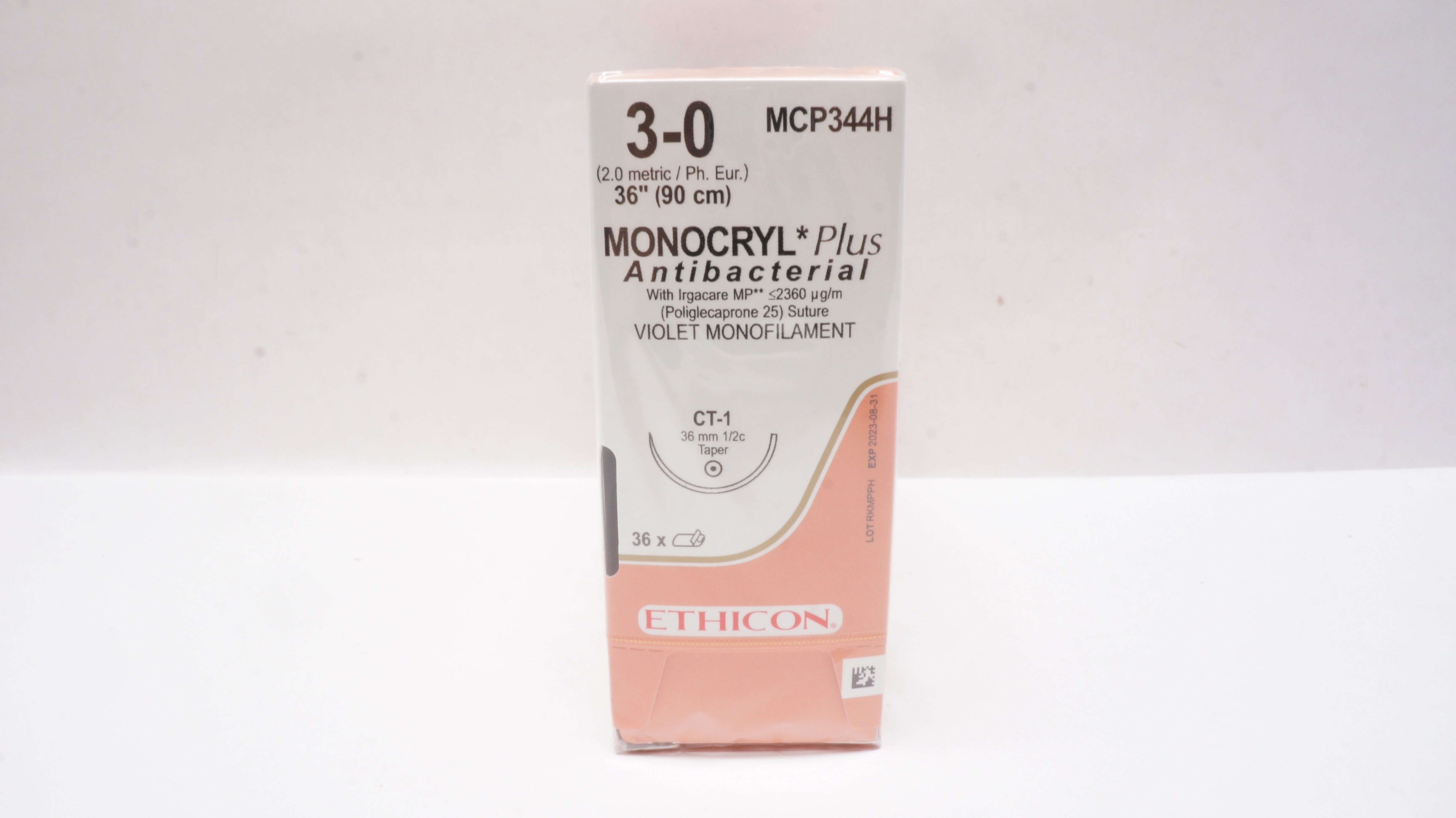 Ethicon MCP344H 3-0 Monocryl Plus Antibacterial 36in.CT-1 36mm Taper - Box of 36