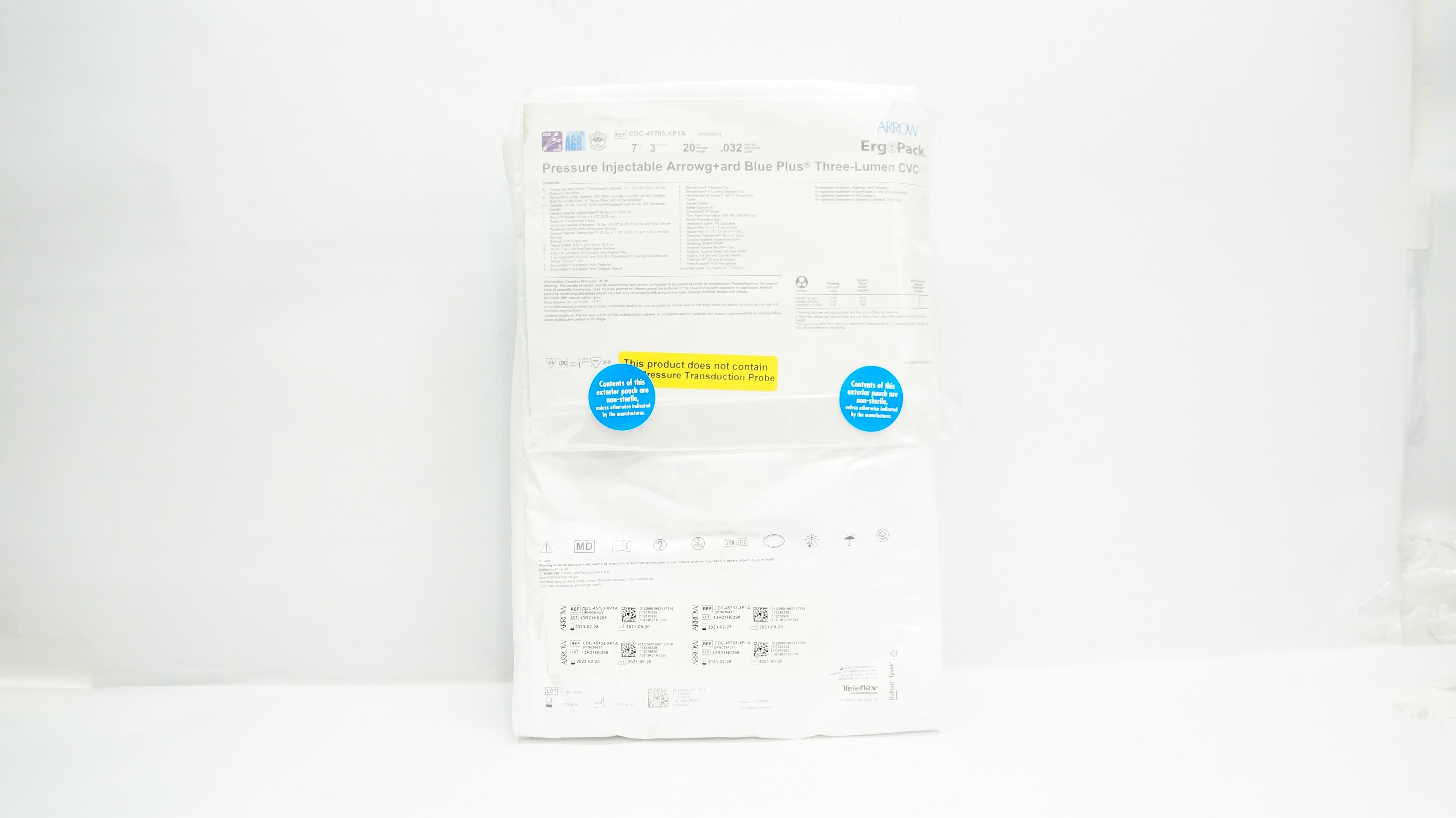 Arrow CDC-45703-XP1A Pressure Injectable 3-Lumen Kit 7Fr x 20cm x 0.032inch(x)
