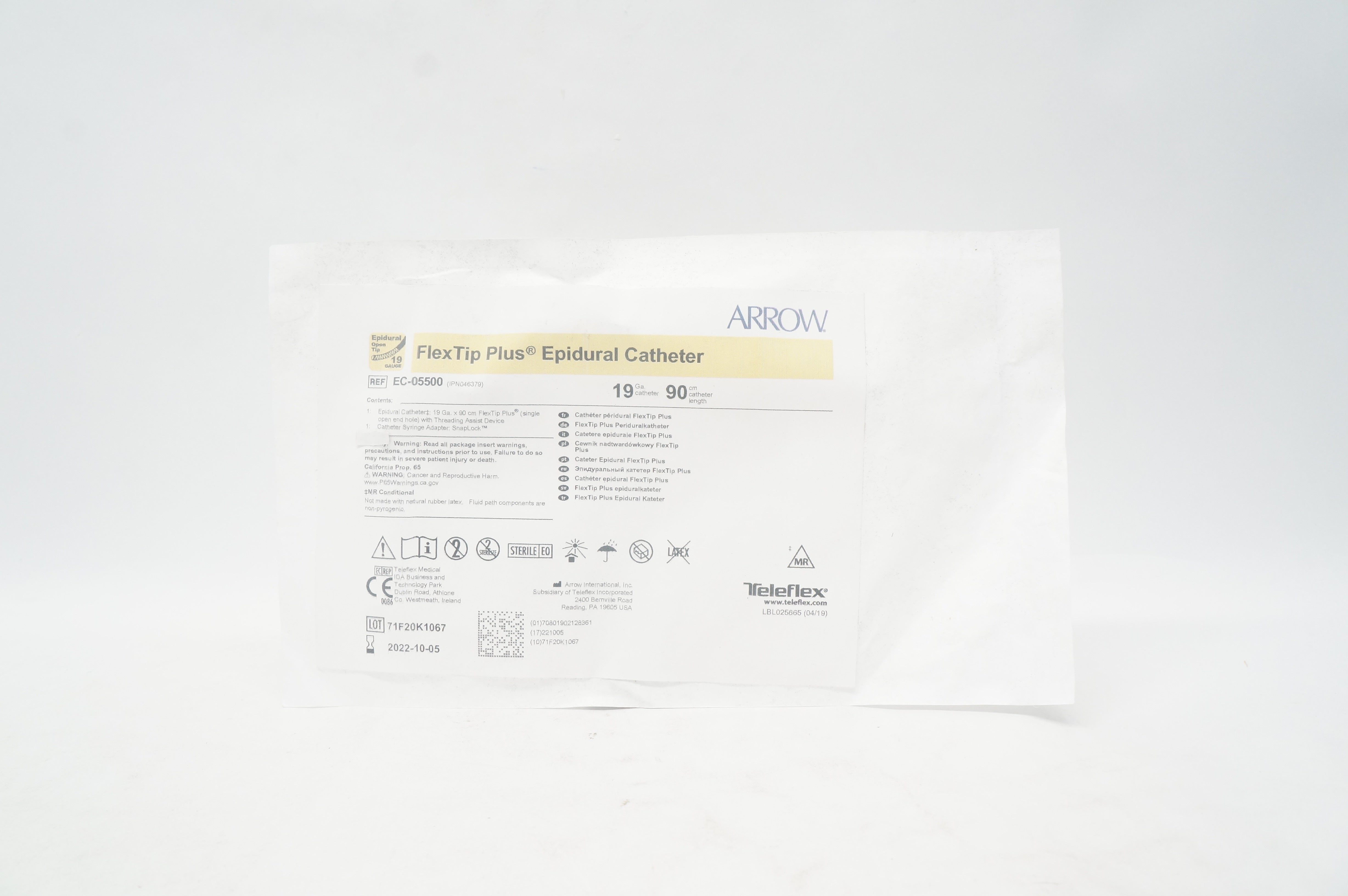 Arrow EC-05500 FlexTip Plus Epidural Cath. 19Ga x 90cm