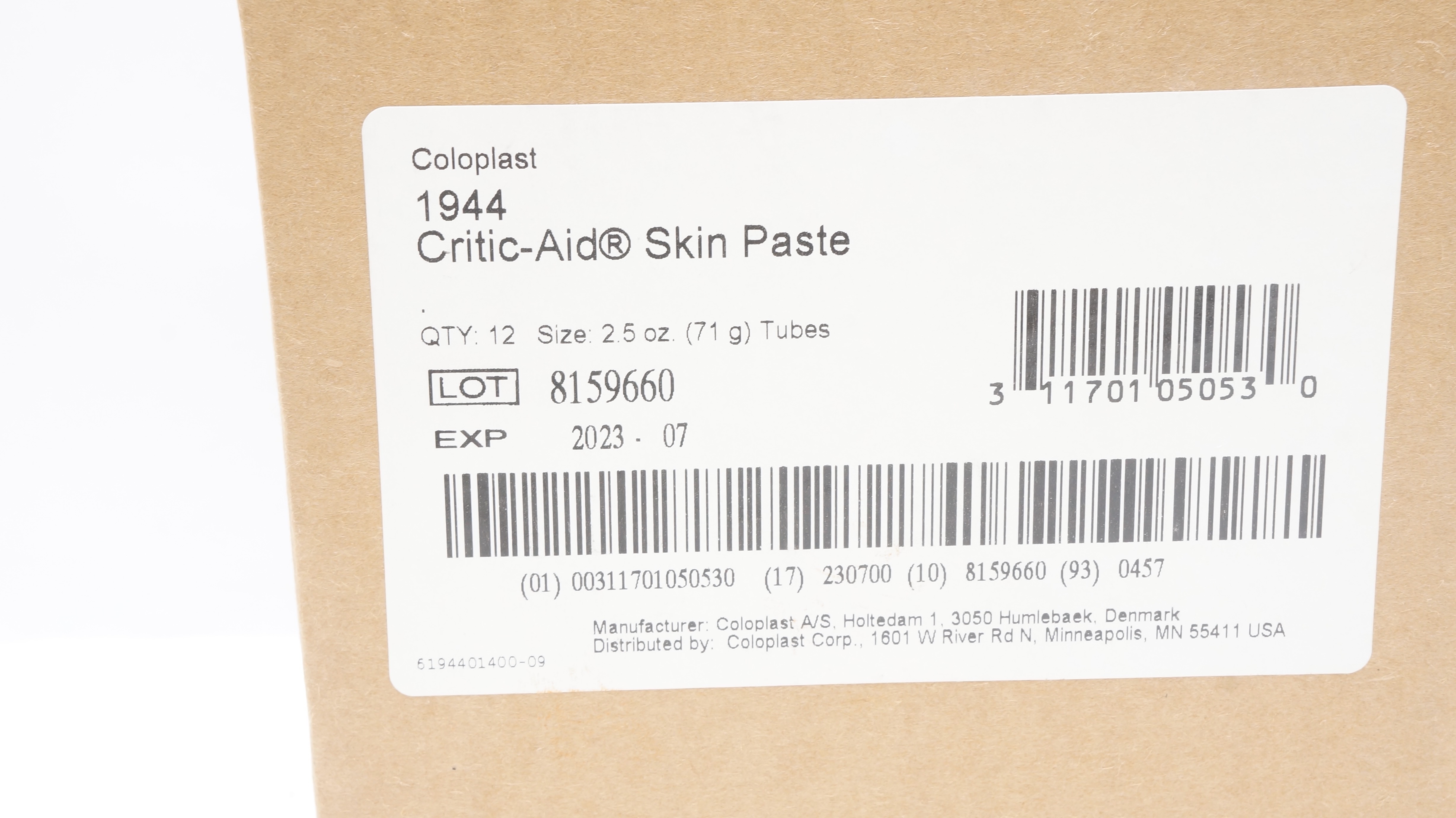 Coloplast 1944 Critic-Aid Skin Paste 2.5oz. (x) - Case of 12