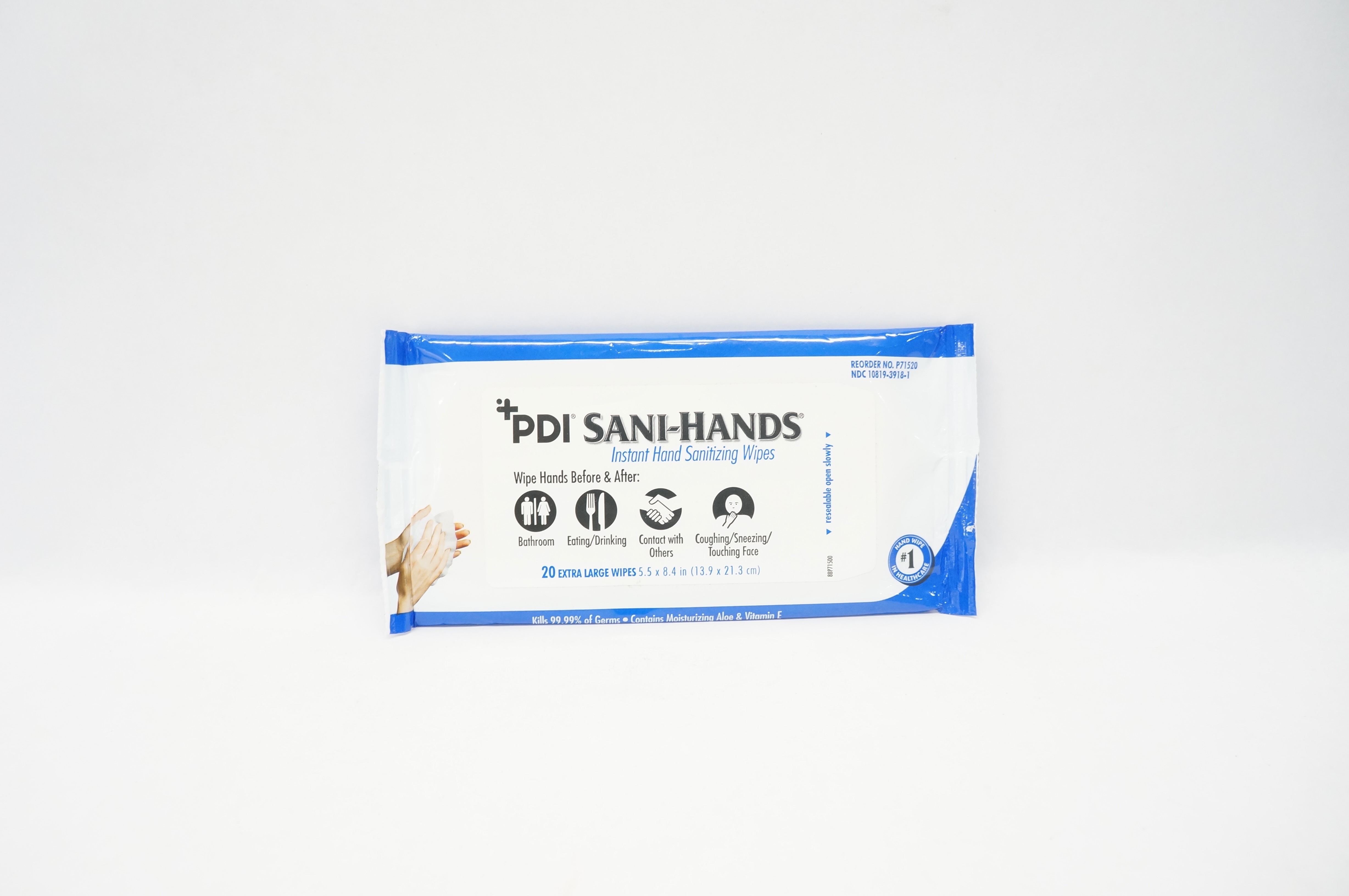 PDI P71520 Sani-Hands Instant Hand Sanitizing Wipes 5.5 x 8.4 inch - Pack of 20