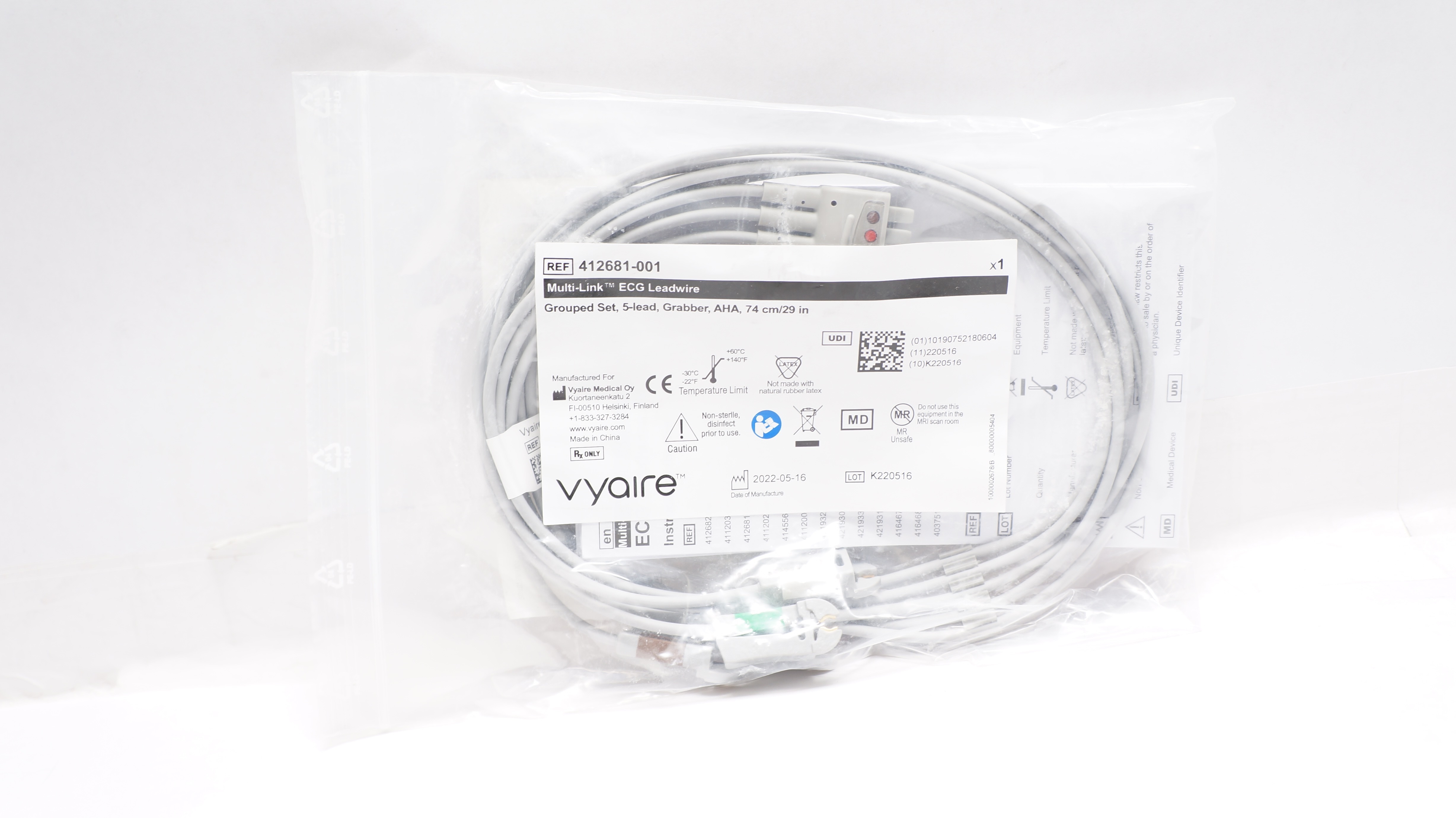 Vyaire 412681001 MultiLink ECG Leadwire, Grouped Set 5Lead Grabber