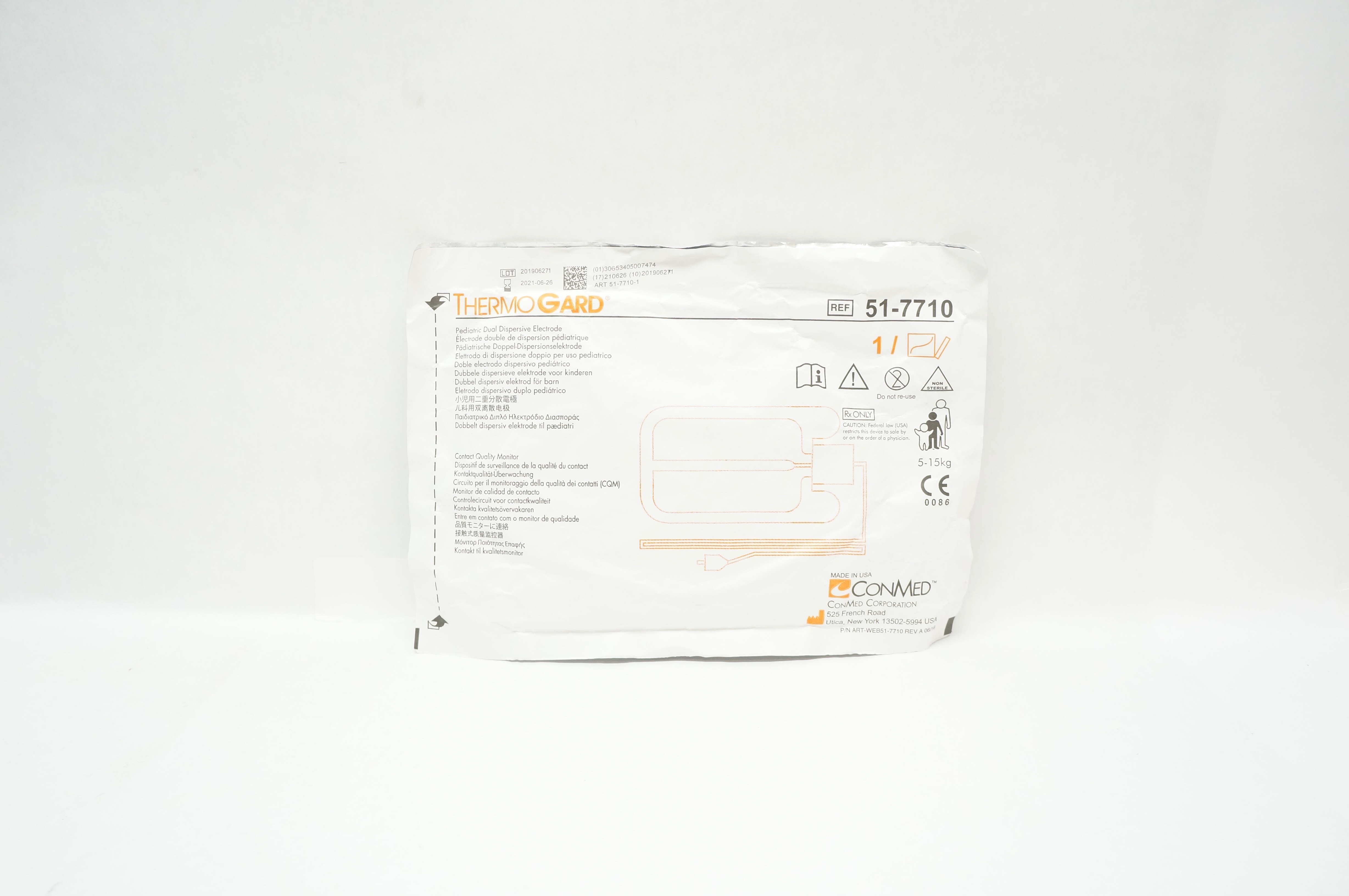 ConMed 51-7710 Thermo Gard Pediatric Dual Dispersive Electrode 5-15kg (x)