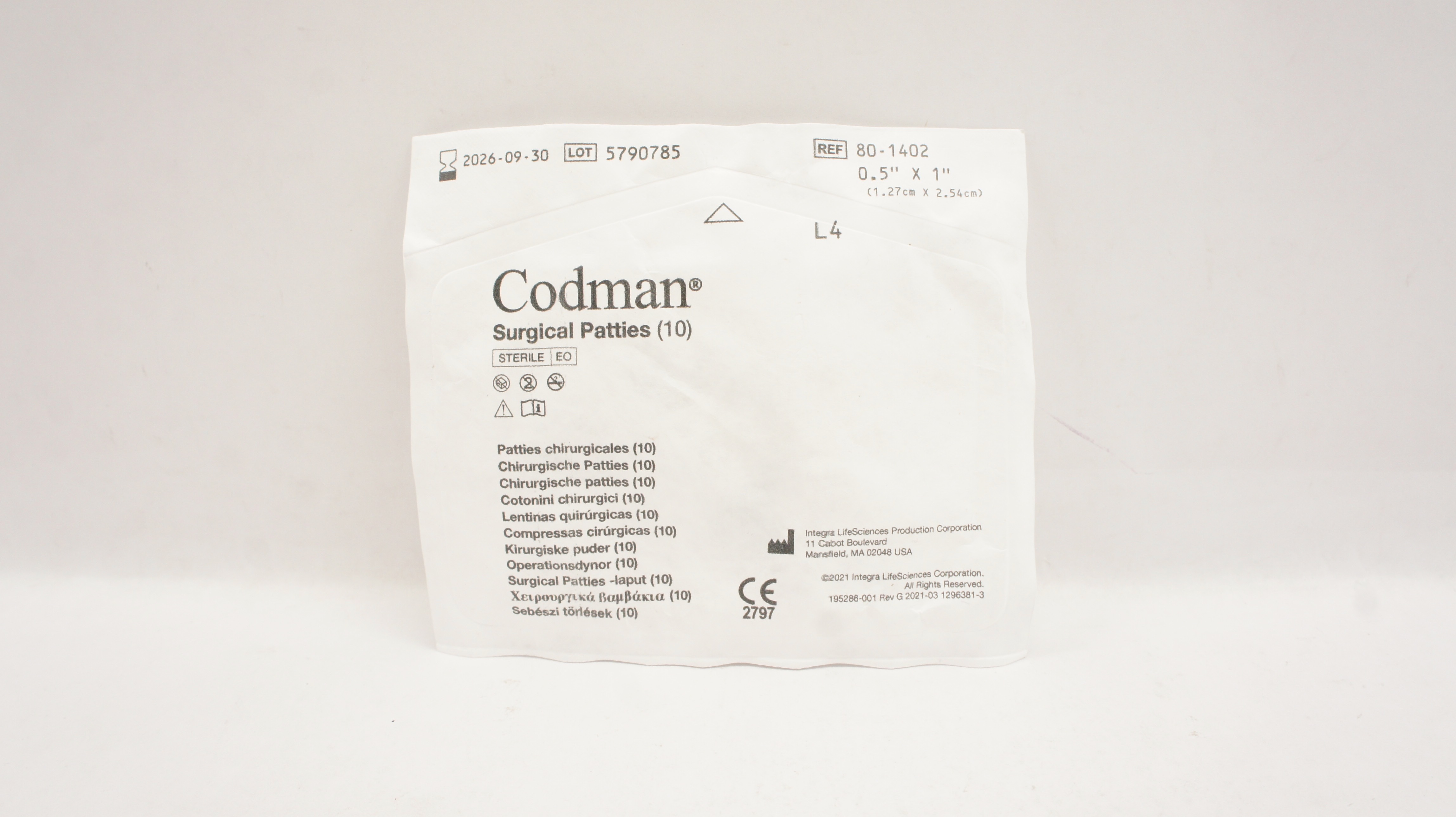 Codman 801402 Surgical Patties 0.5inch x 1inch Pack of 10