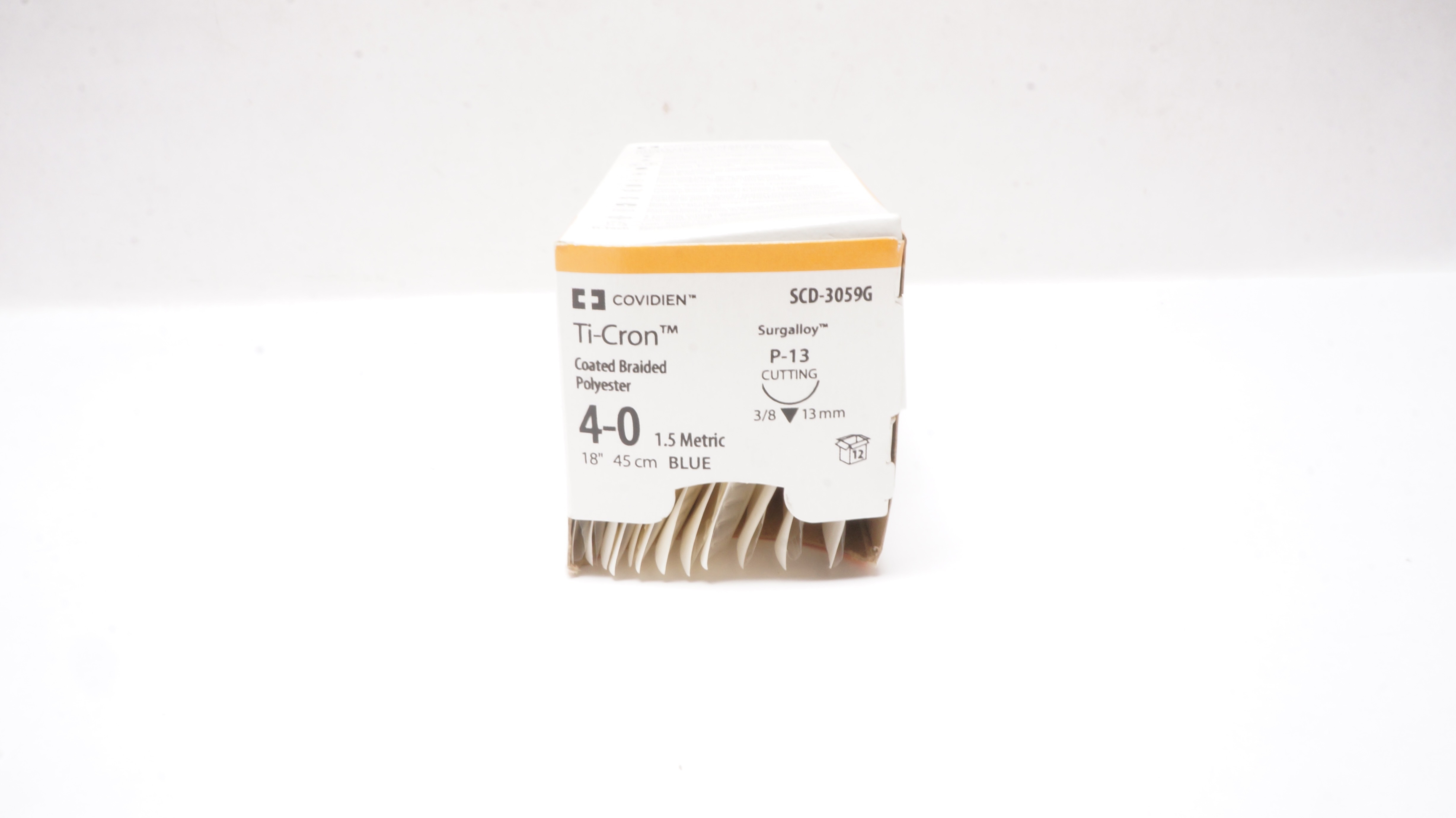 Covidien SCD-3059G 4-0 Ti-Cron, P-13, 3/8c 13mm Cutting, 18inch - Box of 12 (x)