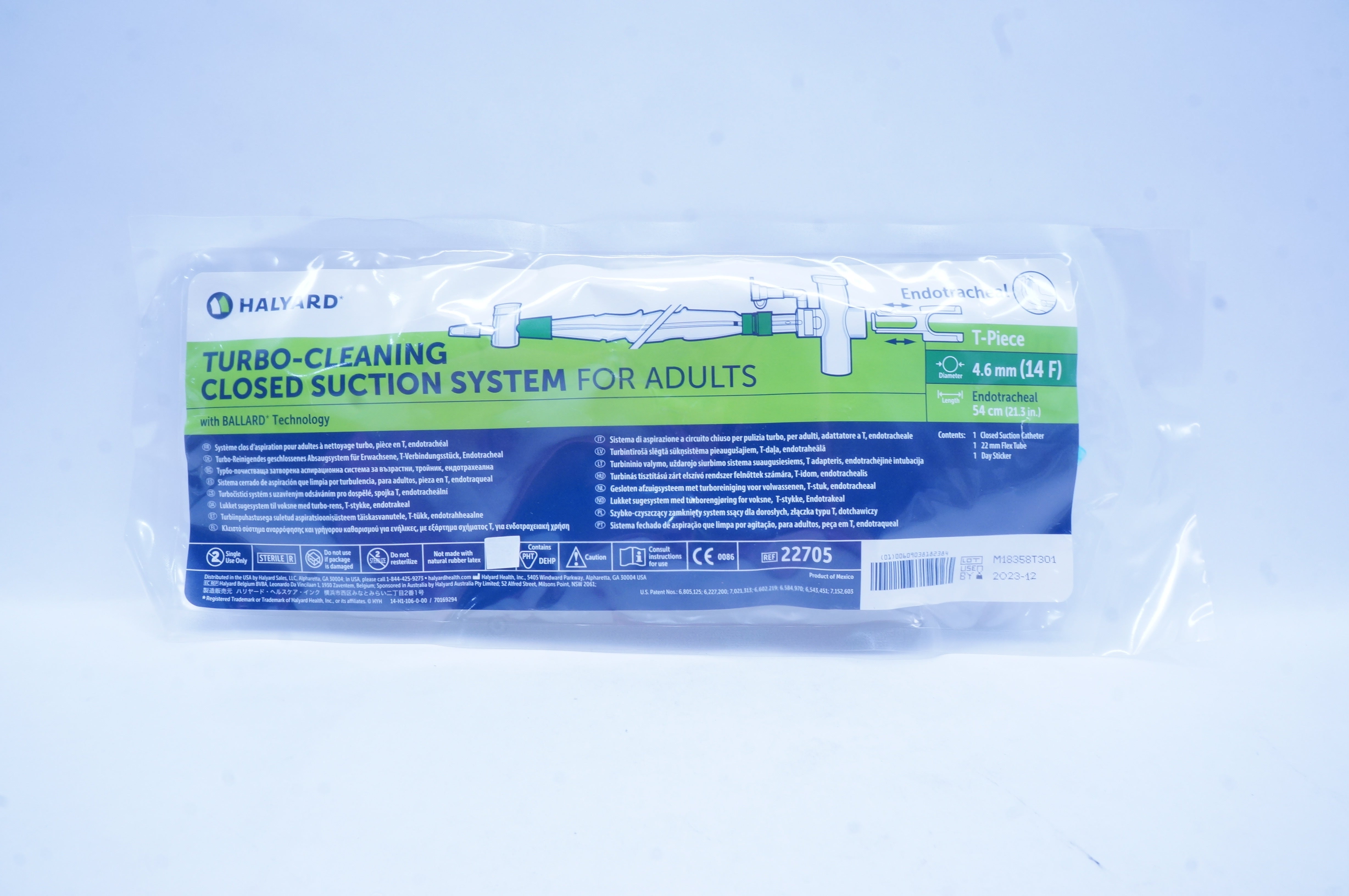 Halyard 22705 Turbo-Cleaning Closed Suction System For Adults 14F x 21.3 inch