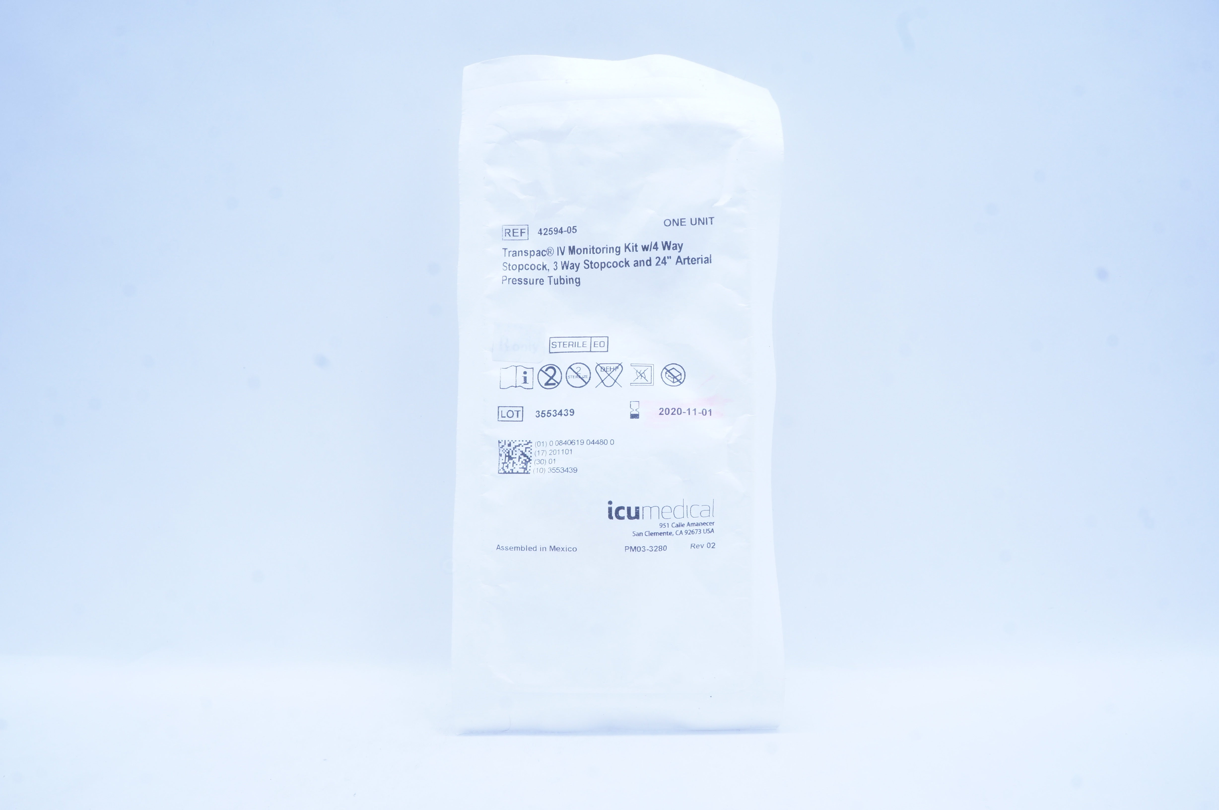 ICU Medical 42594-05 Transpac IV Monitoring Kit w/ 4 Way Stopcock (x)