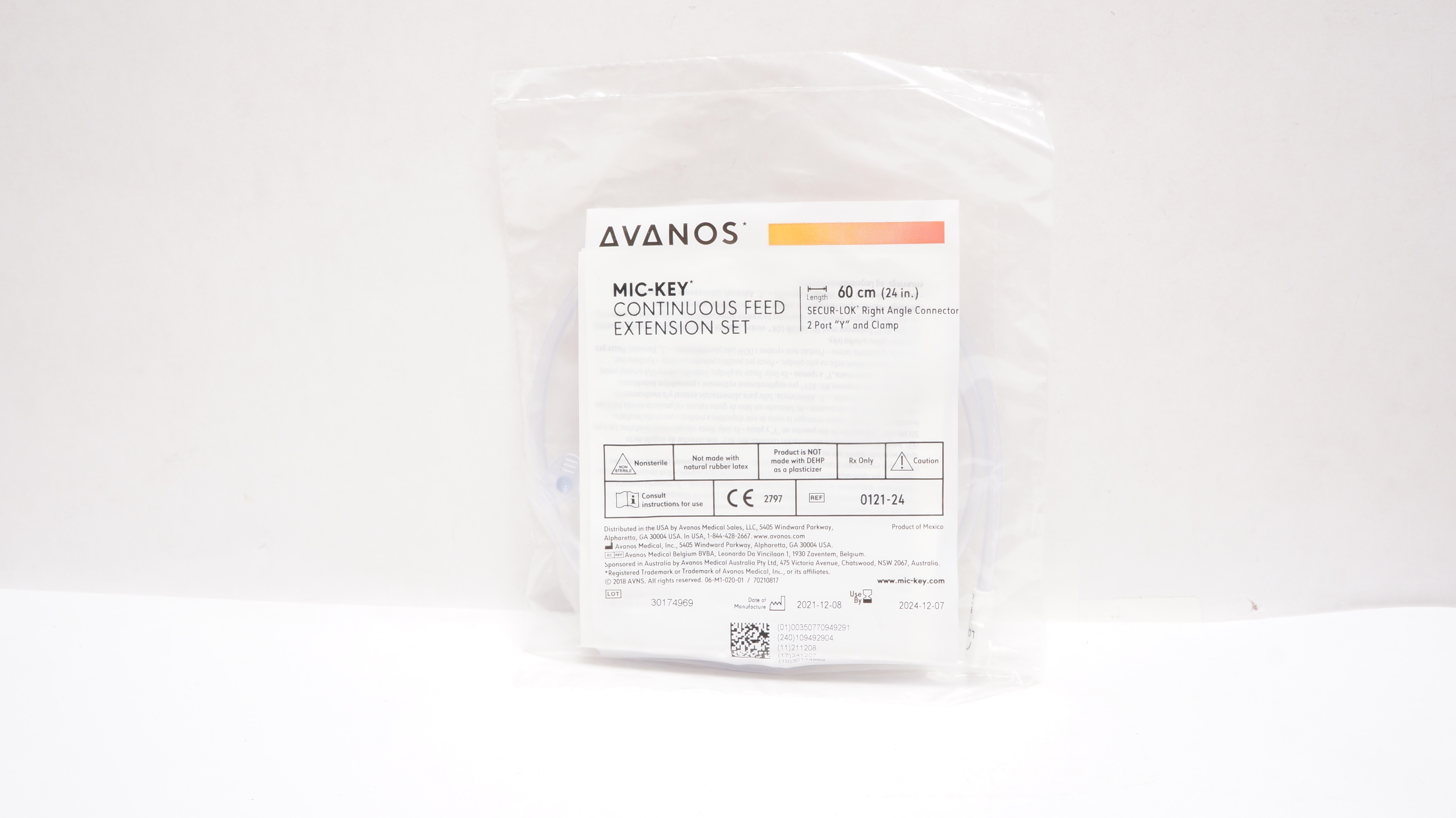 Avanos 0121-24 MIC-KEY Contonuous Feed Extension Set 24 inch