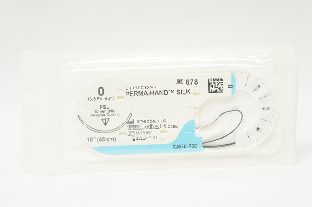 Ethicon 678 0 Perma-Hand Silk FSL 30mm 3/8c Reverse Cutting, 18inch