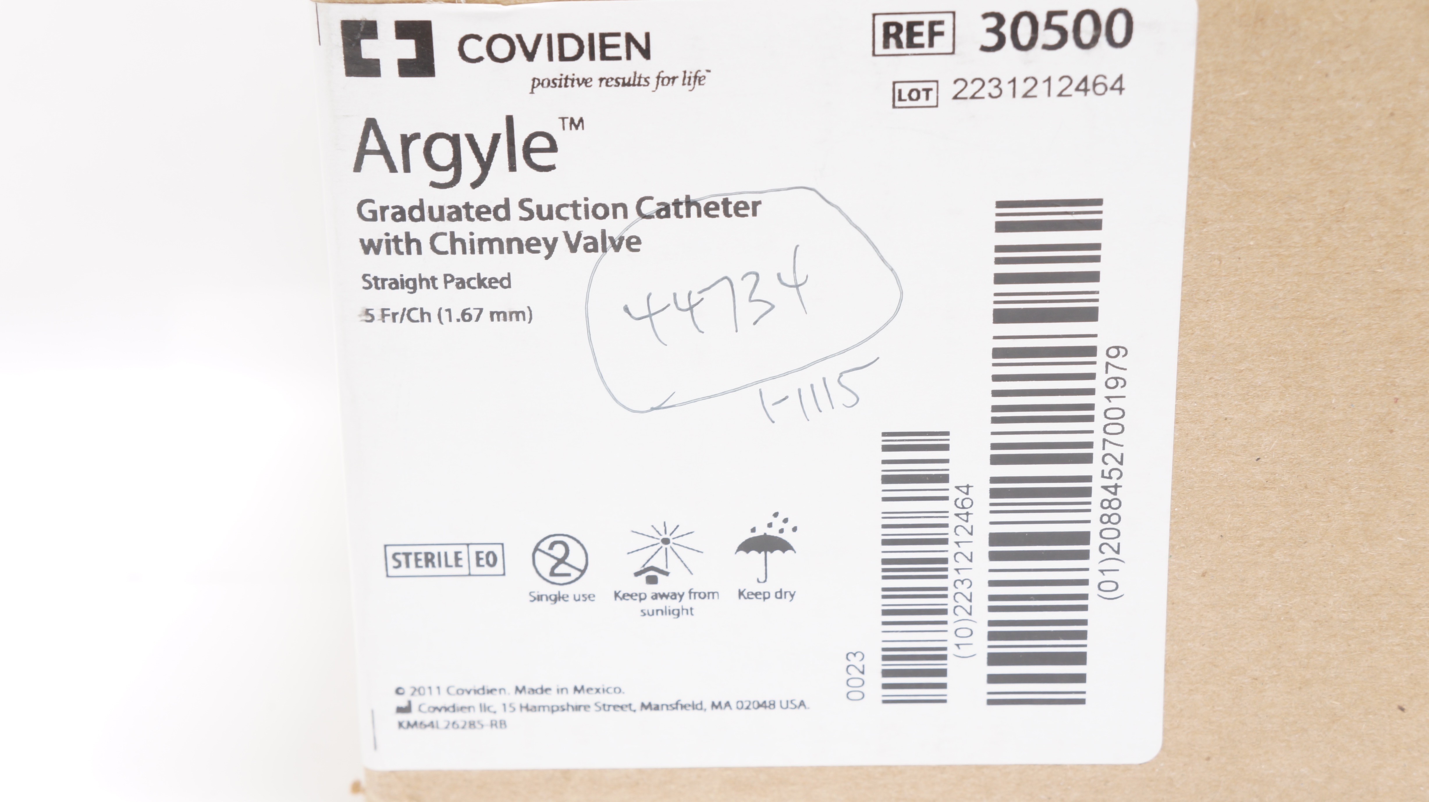 Covidien 30500 Argyle Graduated Suction Cath. W/Chimney Valve 5Fr/Ch - Box of 50