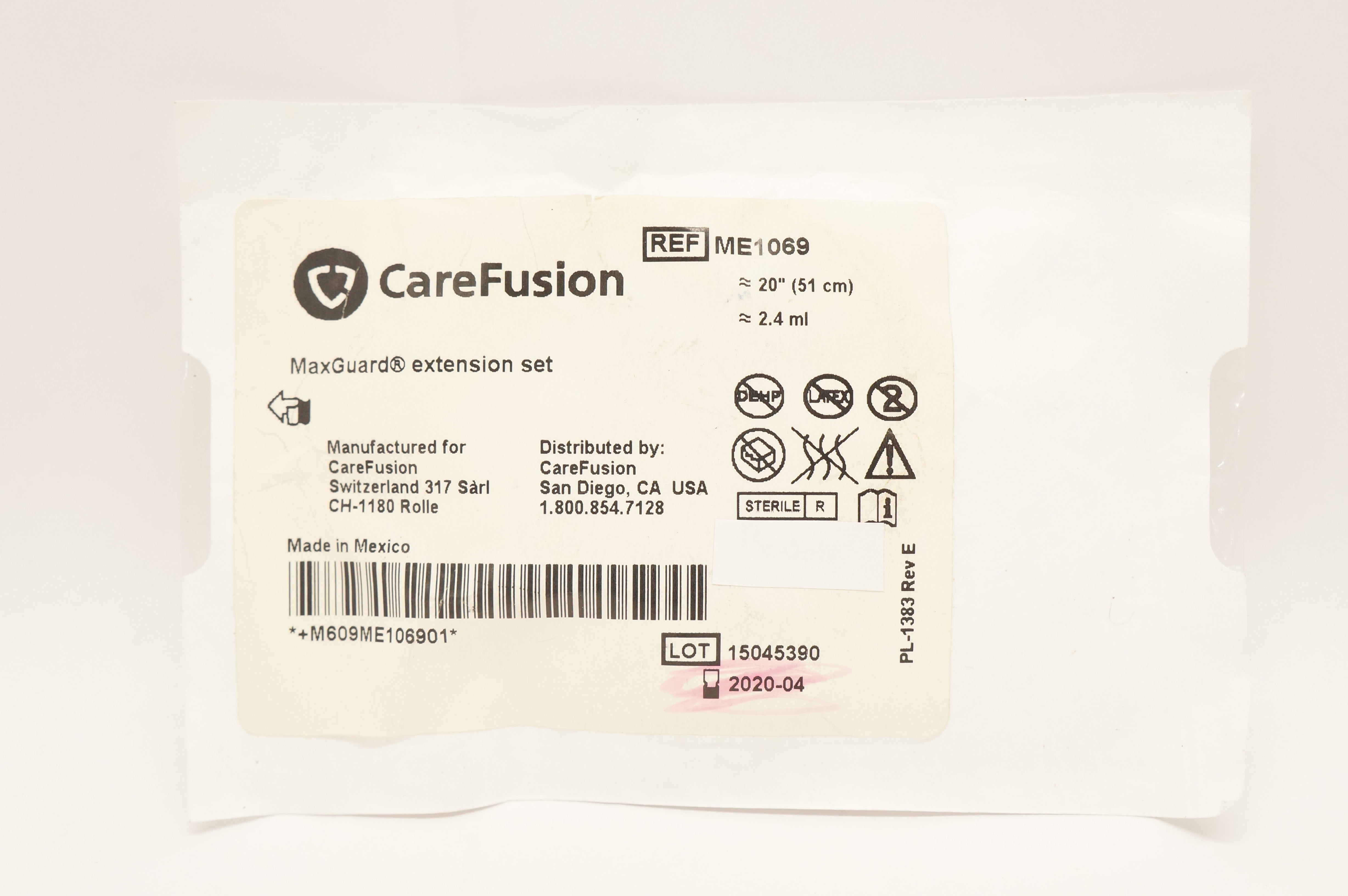 CareFusion ME1069 MaxGuard Extension Set 2.4ml x 20inch (x)