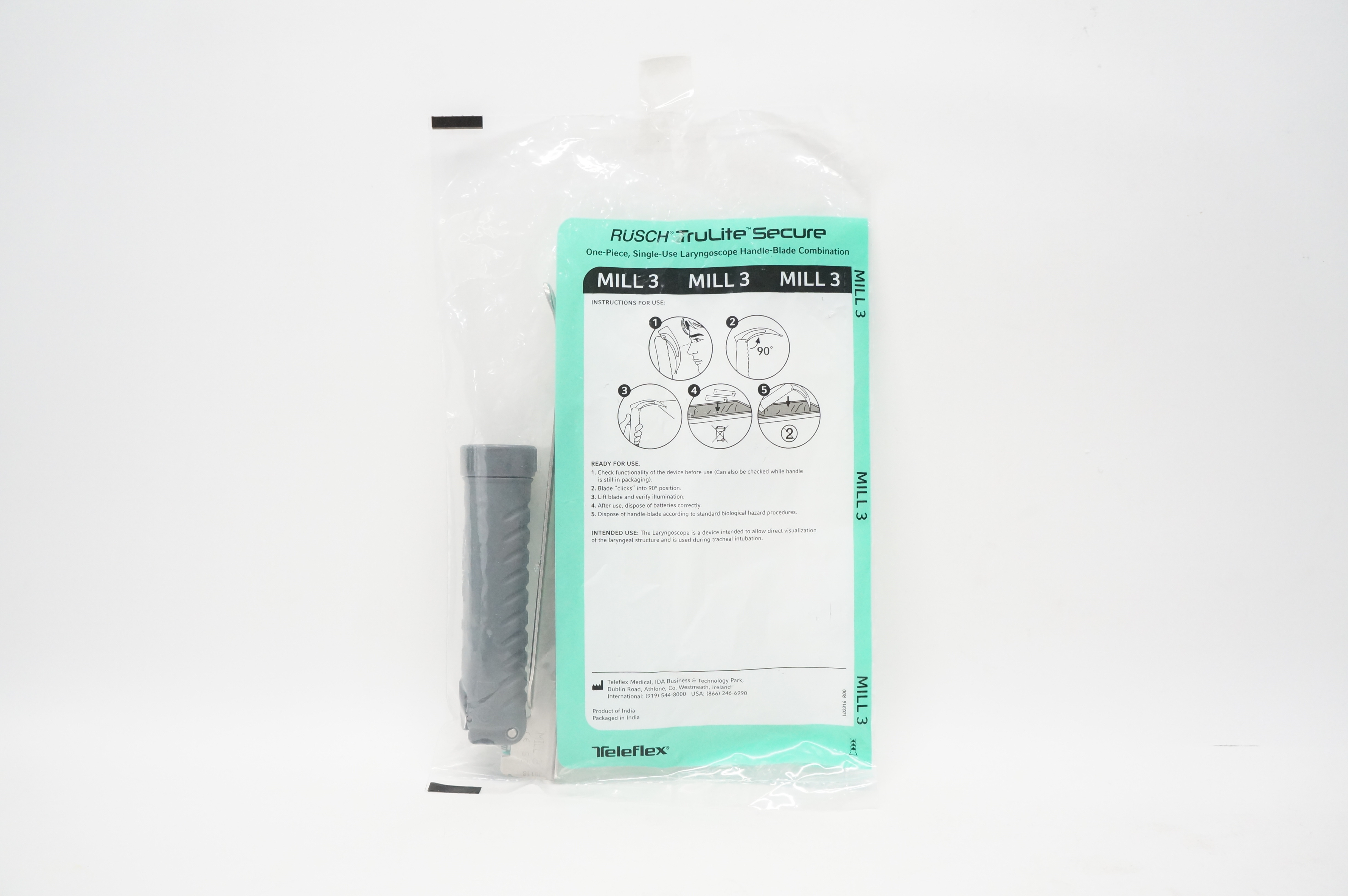 Teleflex Rusch TruLite Secure Laryngoscope Handle-Blade Combination MILL 3