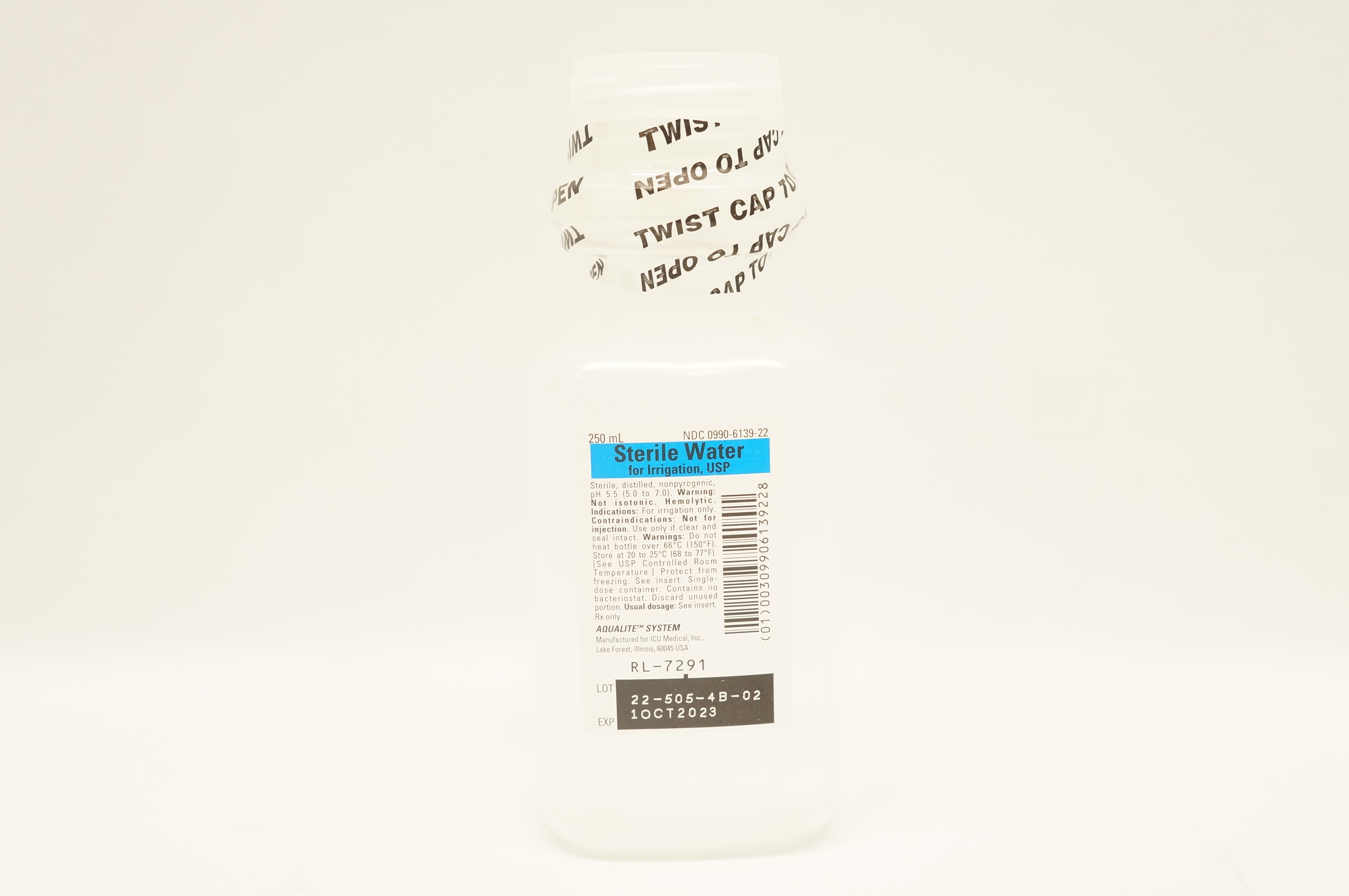 Aqualite RL-7291 Sterile Water for Irrigation USP pH 5.5 250ml