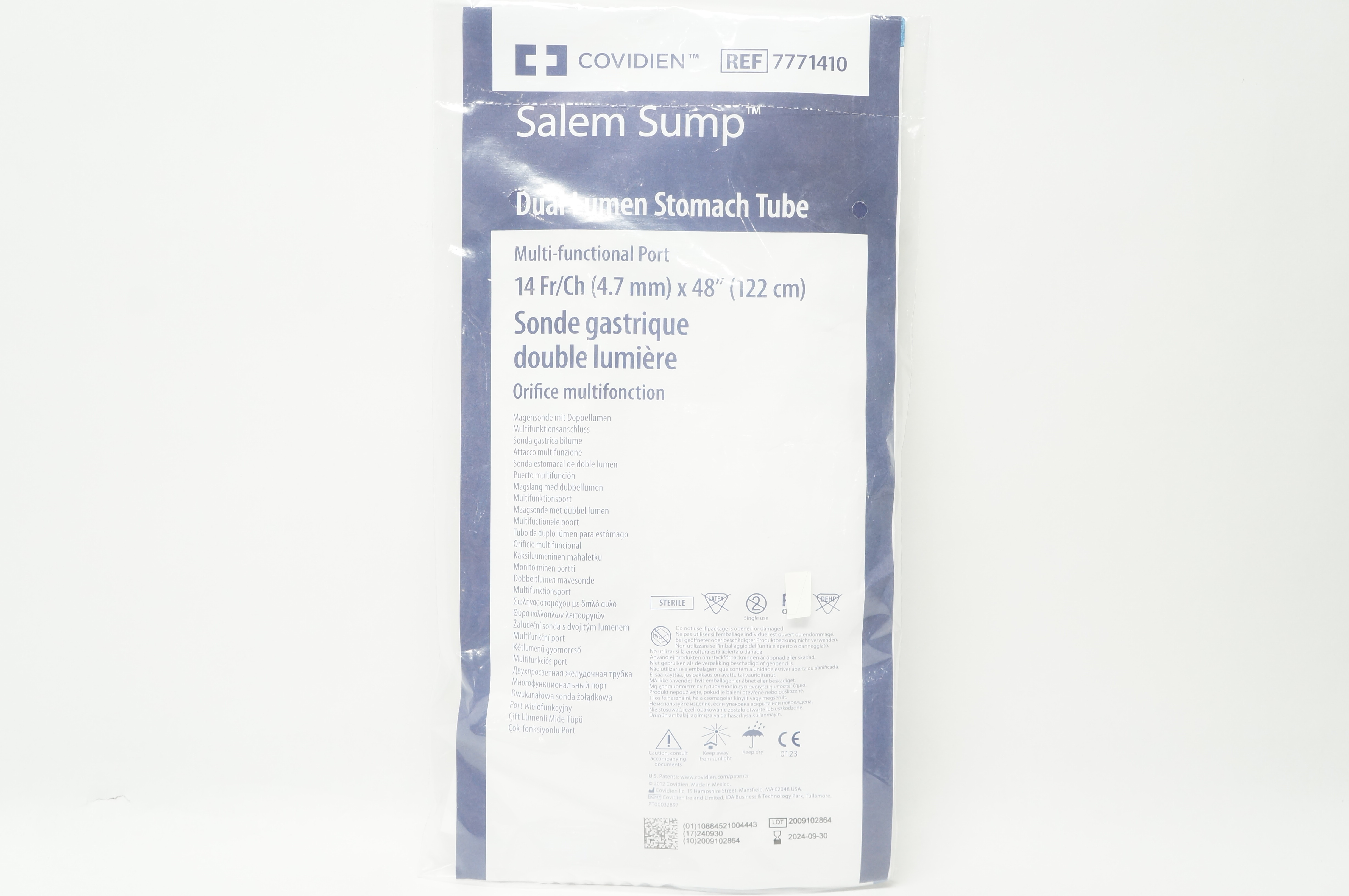 Covidien 7771410 Salem Sump Dual Lumen Stomach Tube 14Fr/Ch x 48inch