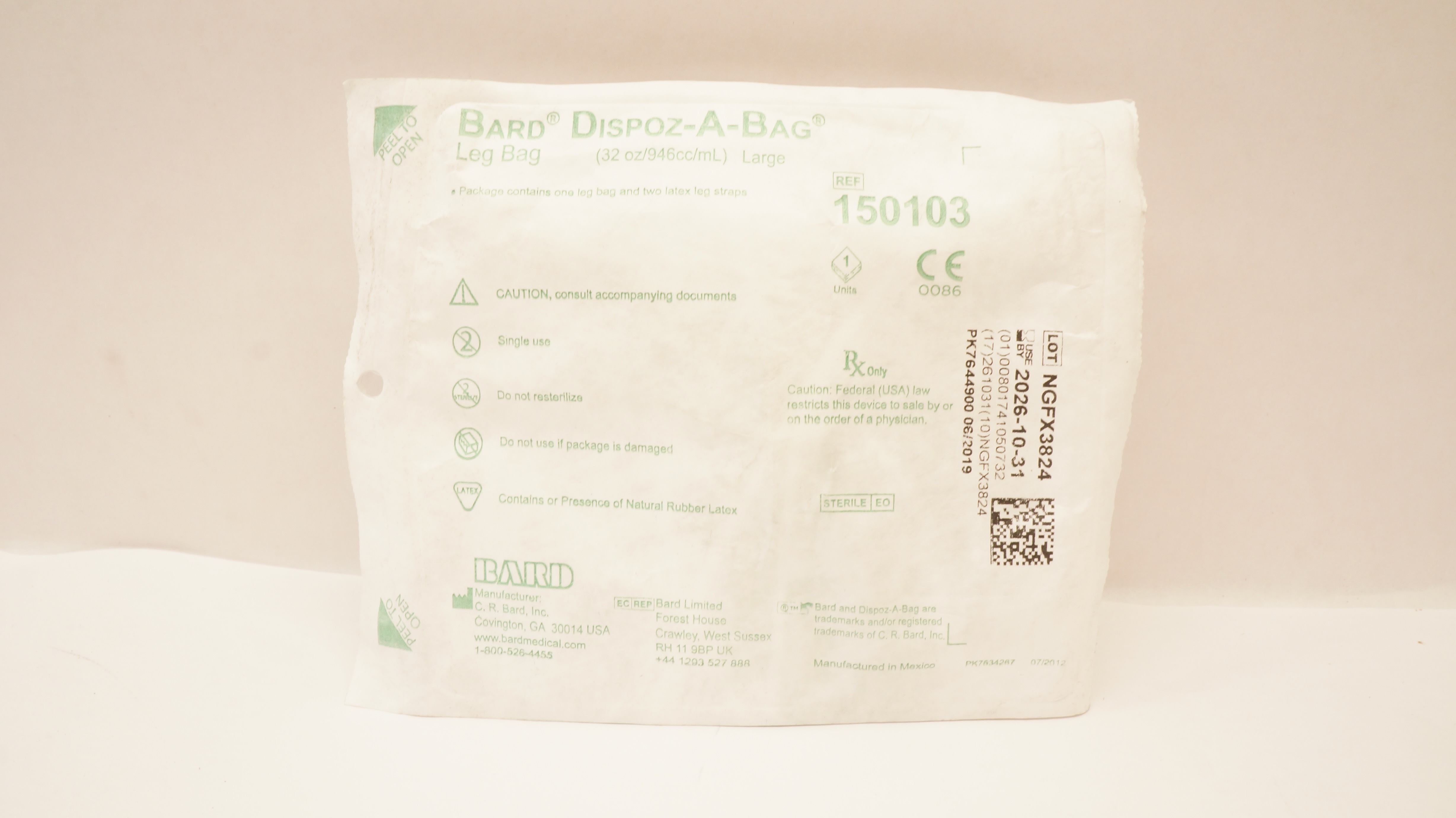 Bard 150103 Dispoz-A-Bag Leg Bag Large