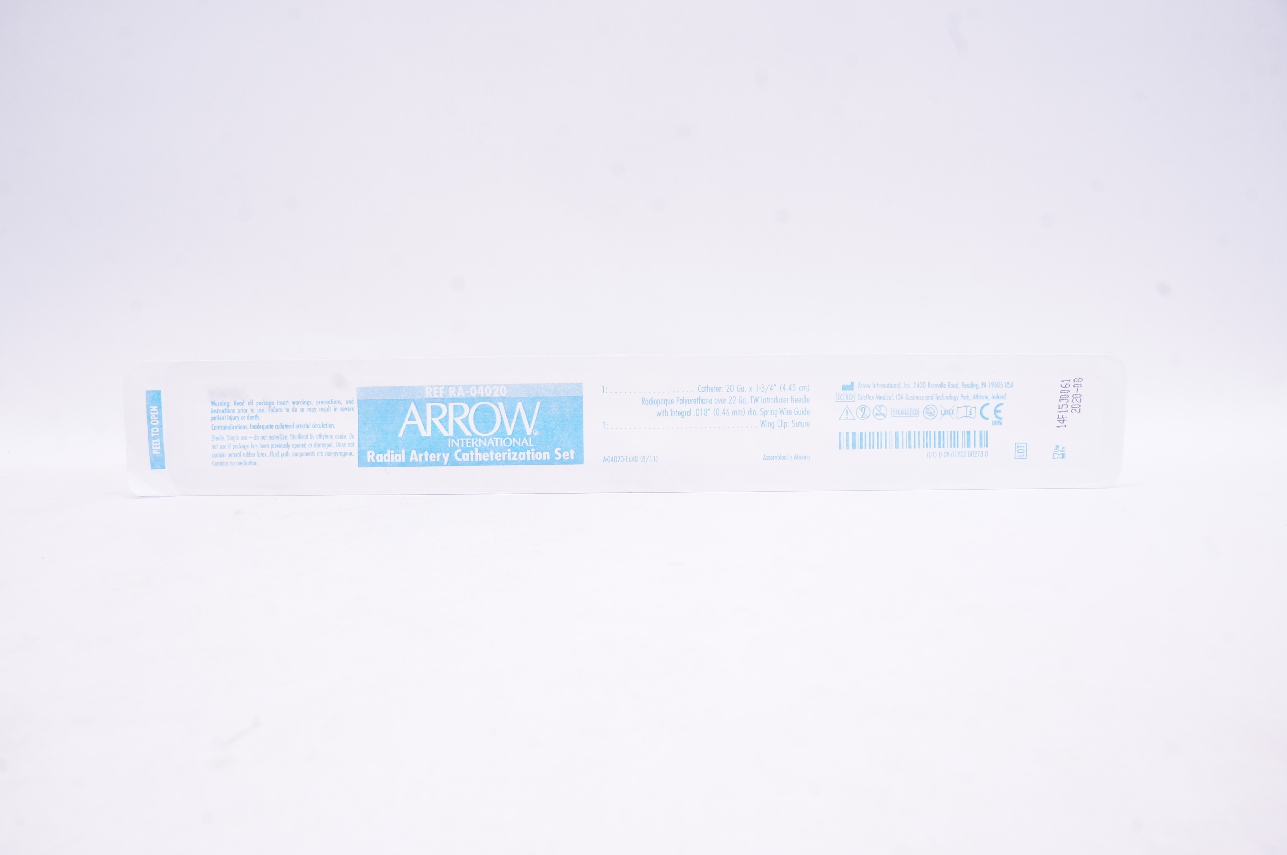 Arrow RA-04020 International Radial Artery Cath. Set  20Ga x 1-3/4 inch (x)