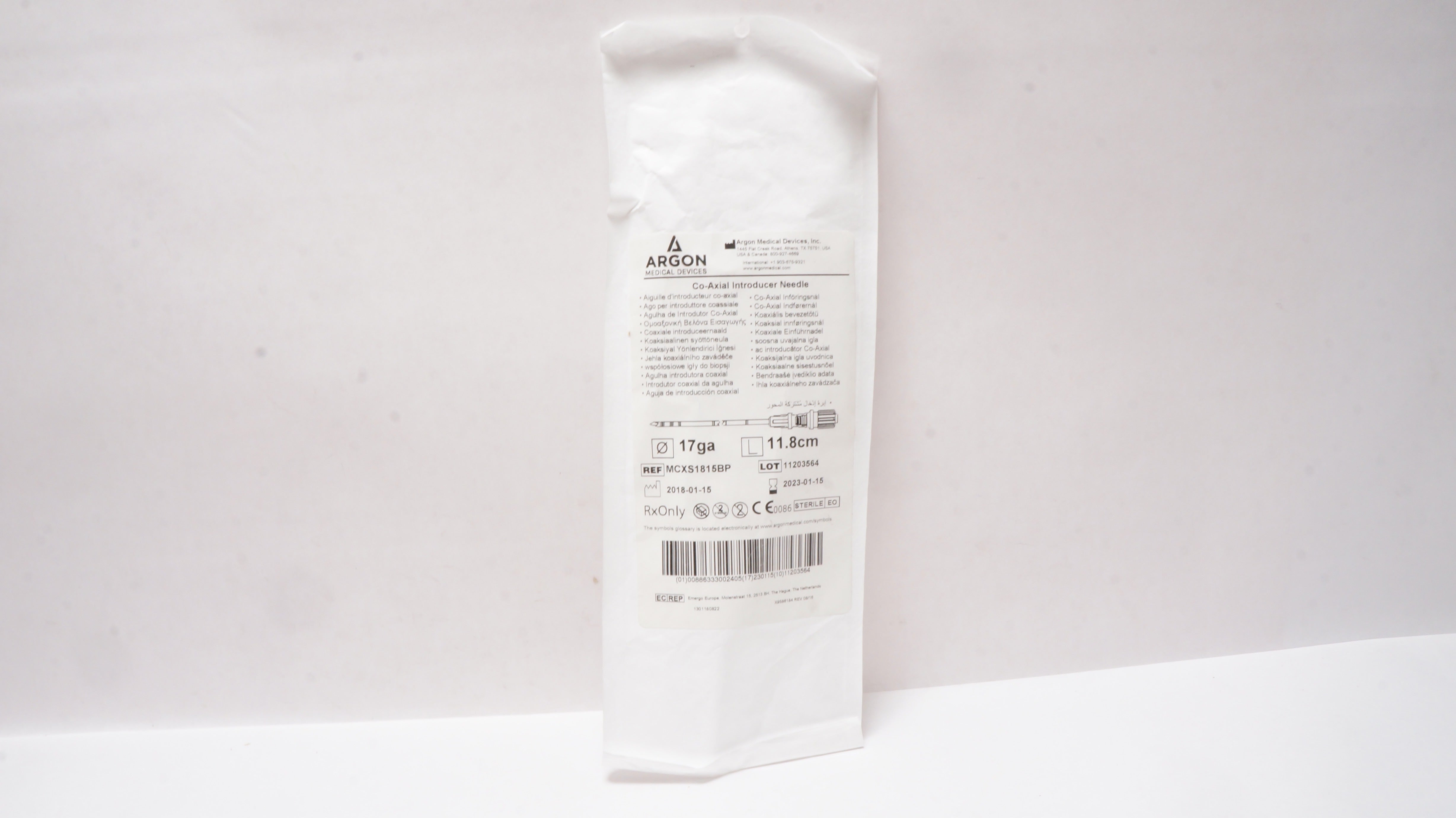 Argon Medical MCXS1815BP Co-Axial Introducer Ndle, 17Ga x 11.8cm (x)