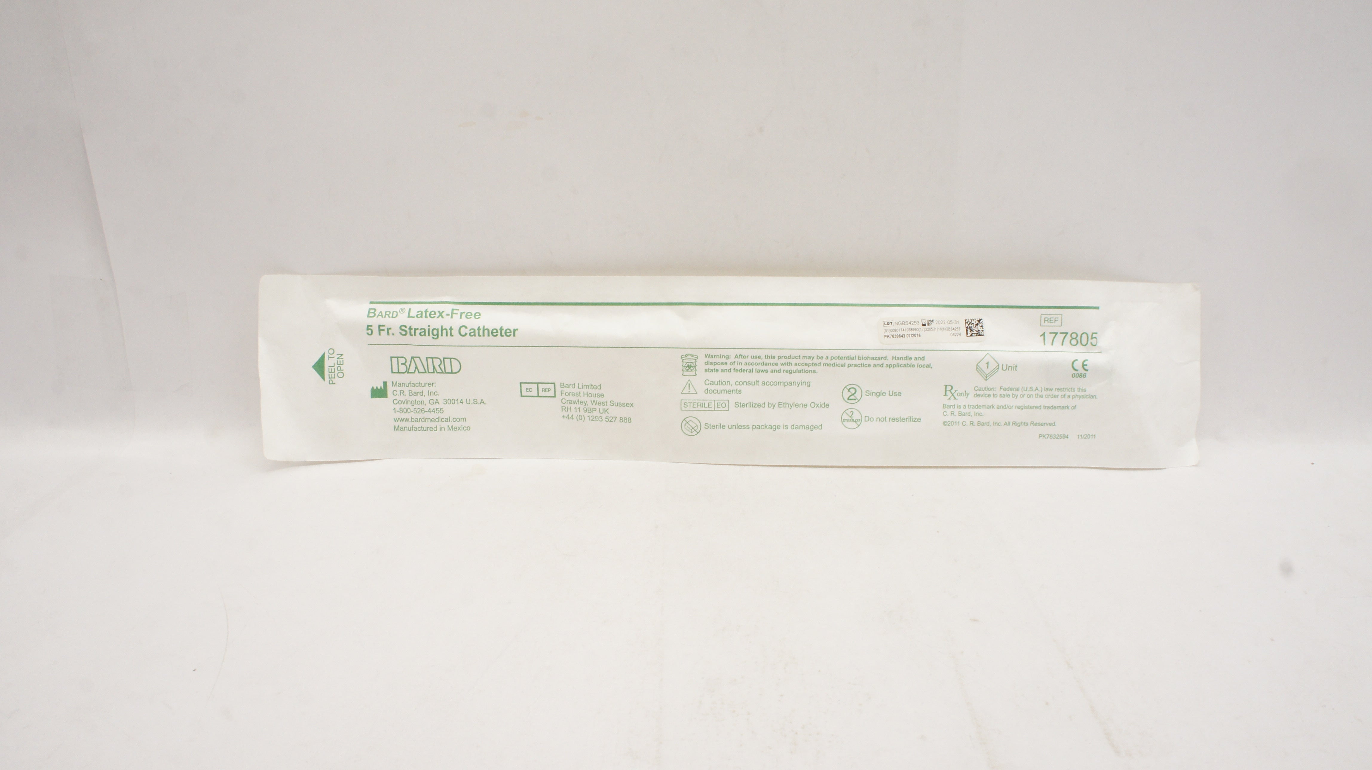 Bard 177805 Latex-Free Straight Cath. 5 Fr (x)