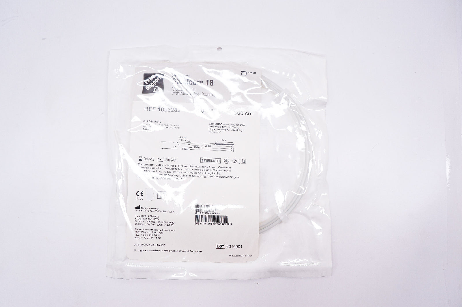 Abbott 1003282 Hi-Torque Steelcore 18 Guide Wire 0.018inch x 300cm (x)