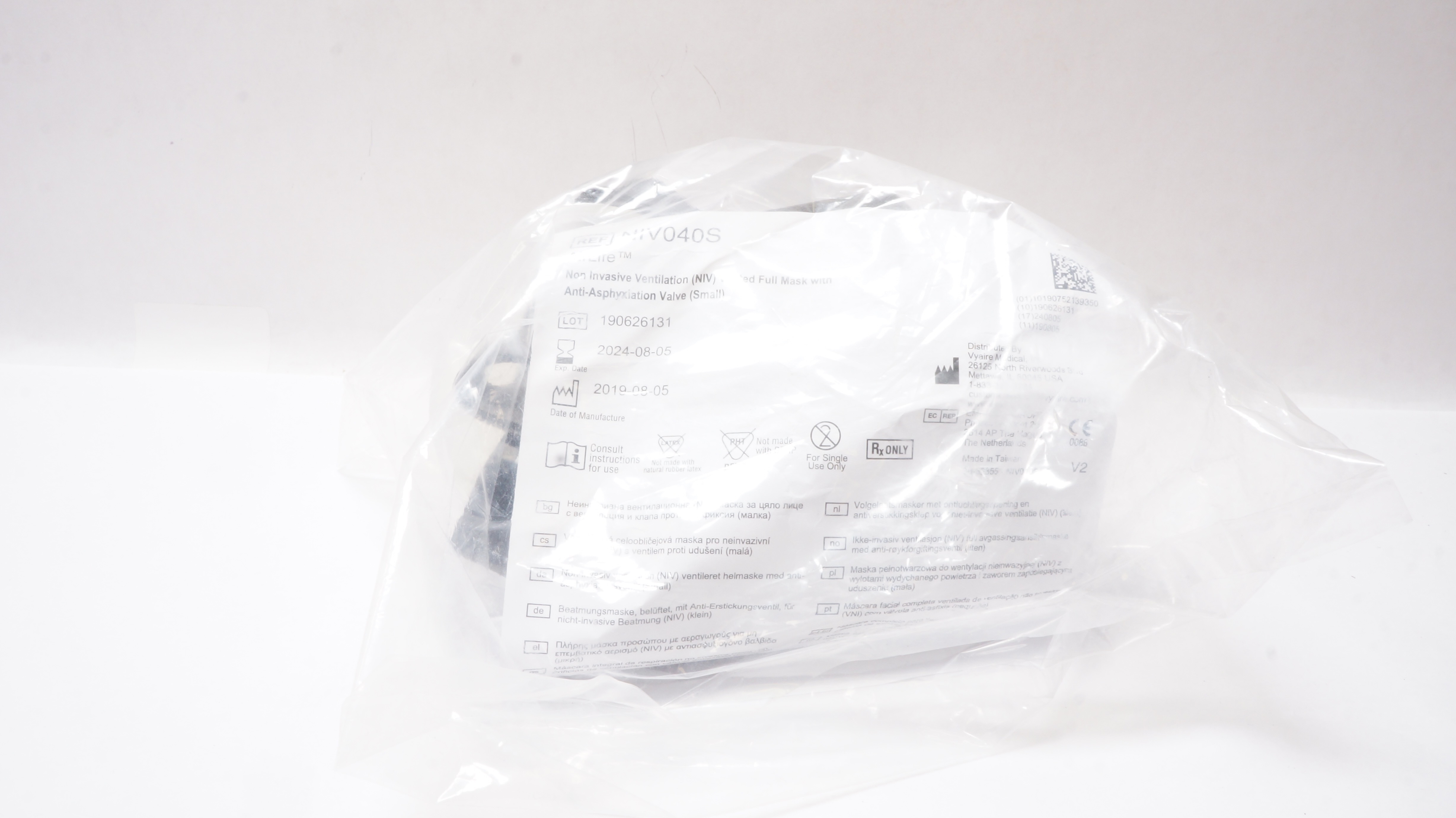 Vyaire NIV040S AirLife Non Invasive Ventilation Vented Full Mask