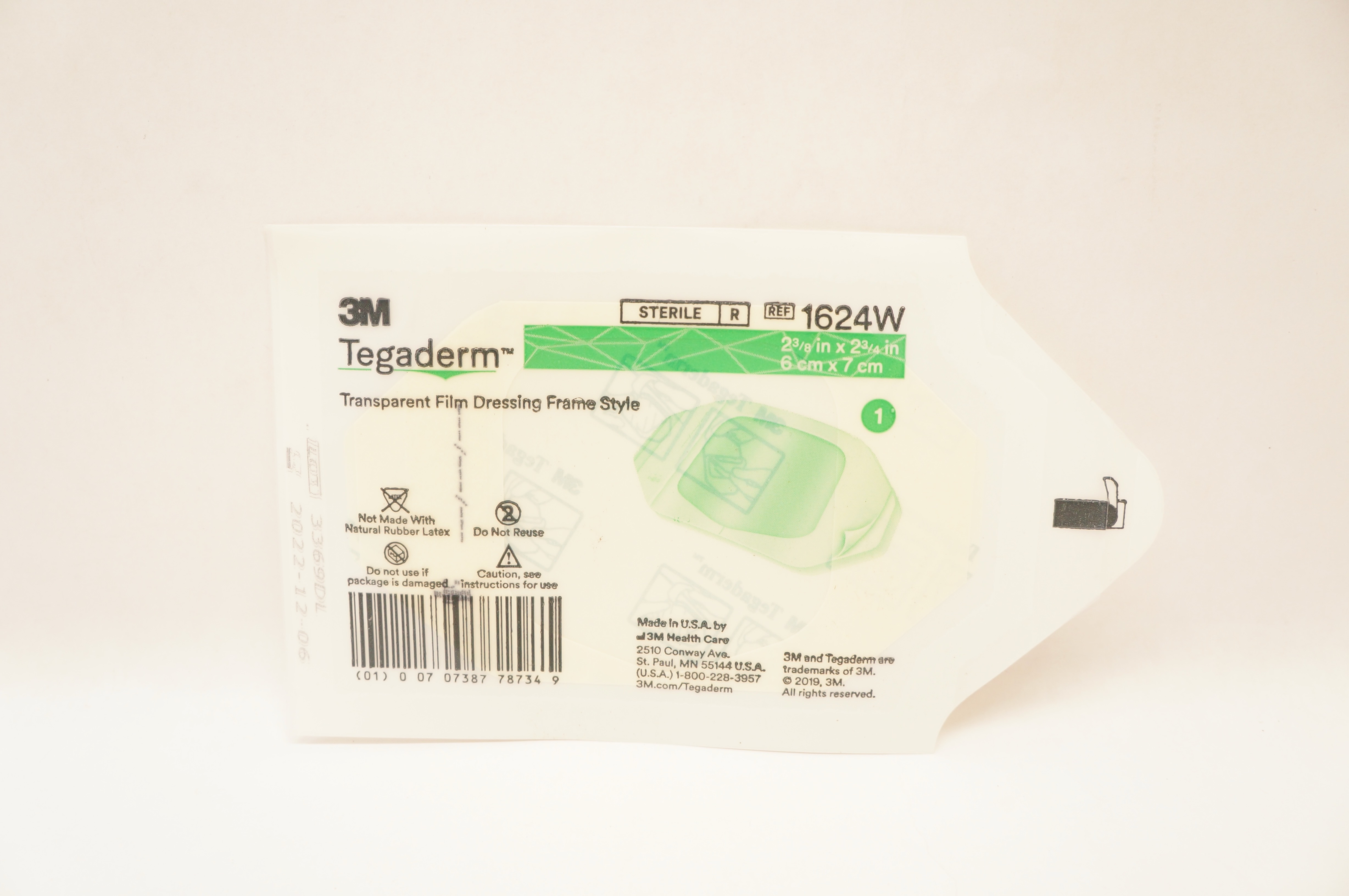 3M 1624W Tegaderm Transparent Film Dressing Frame Style 2-3/8 x 2-3/4 inch (x)