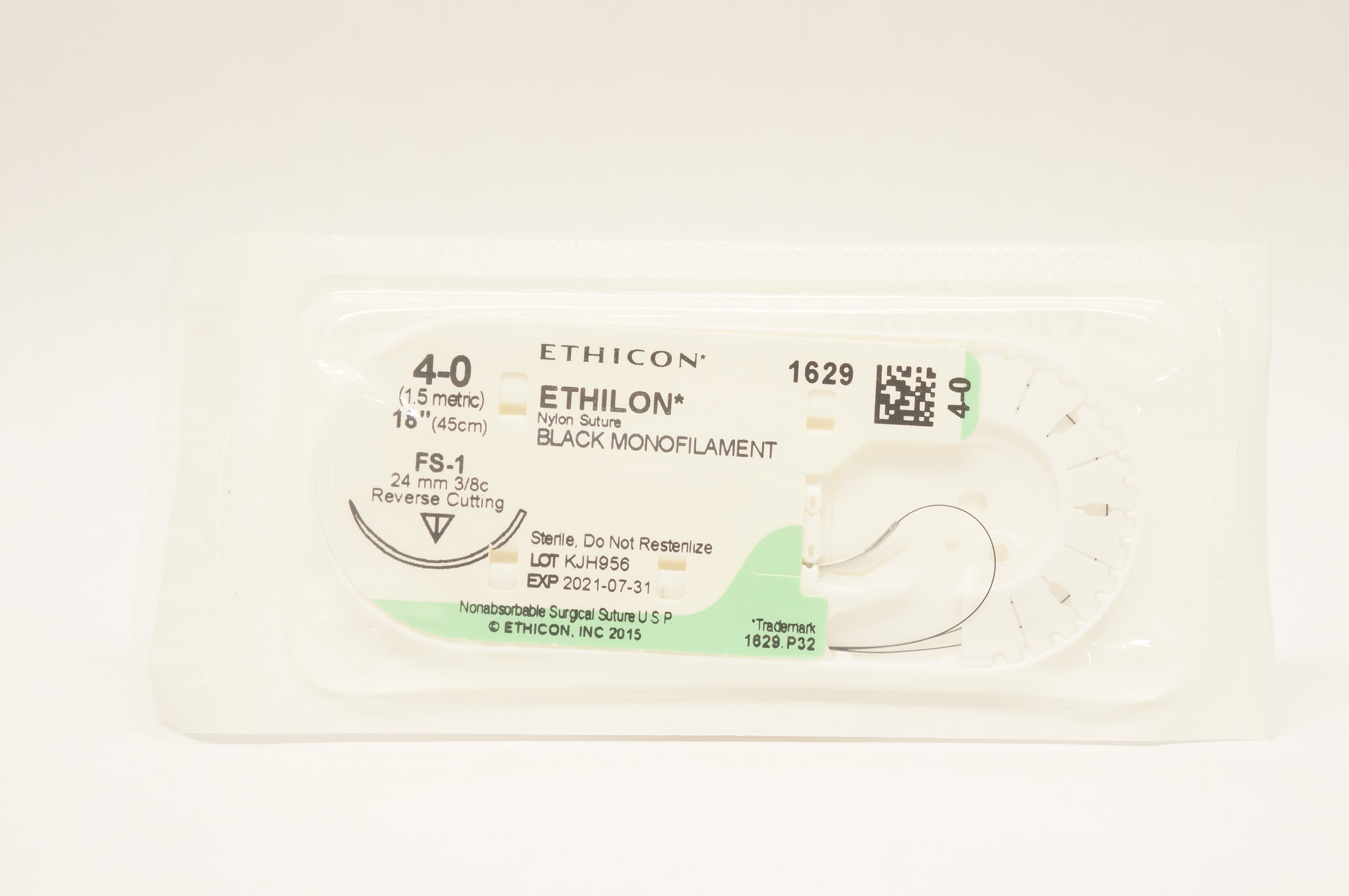 Ethicon 1629 4-0 ETHILON FS-1 24mm 3/8c Reverse Cutting 18inch (x)