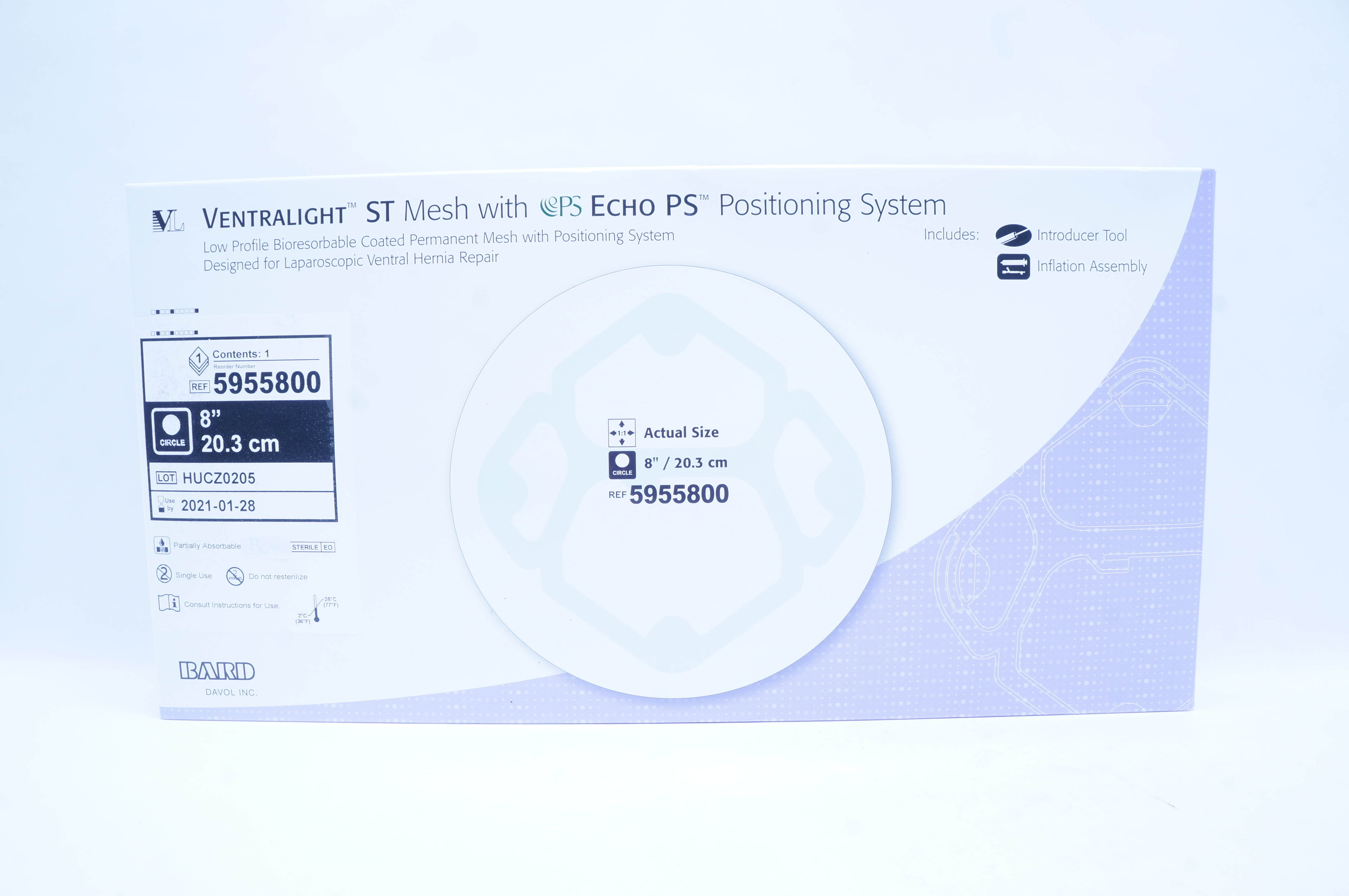 Bard 5955800 Ventralight Mesh With Echo PS Positioning System 8in x 20.3cm (x)