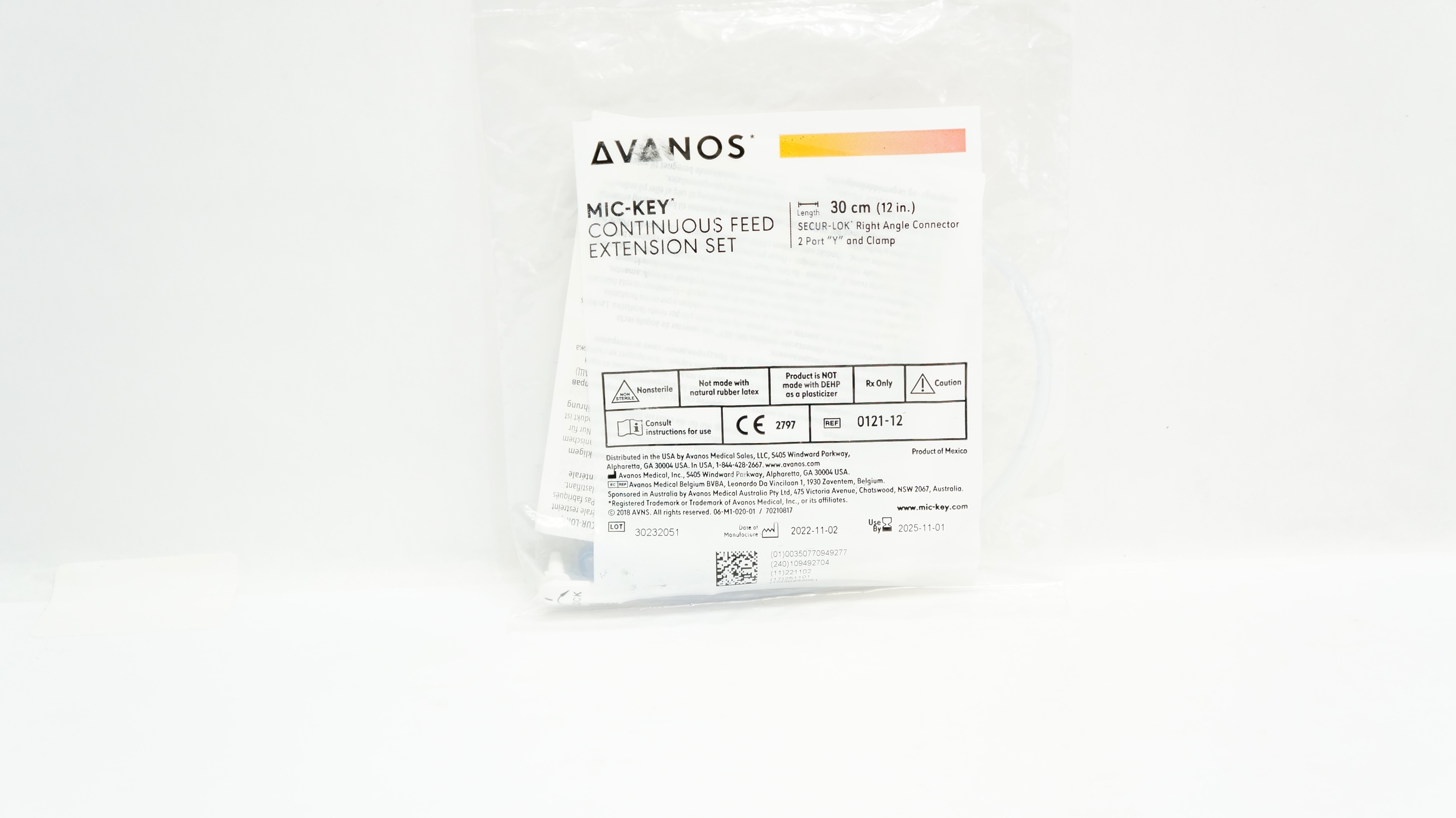 Avanos 0121-12 Mic-Key Continuous Feed Extension Set 12inch