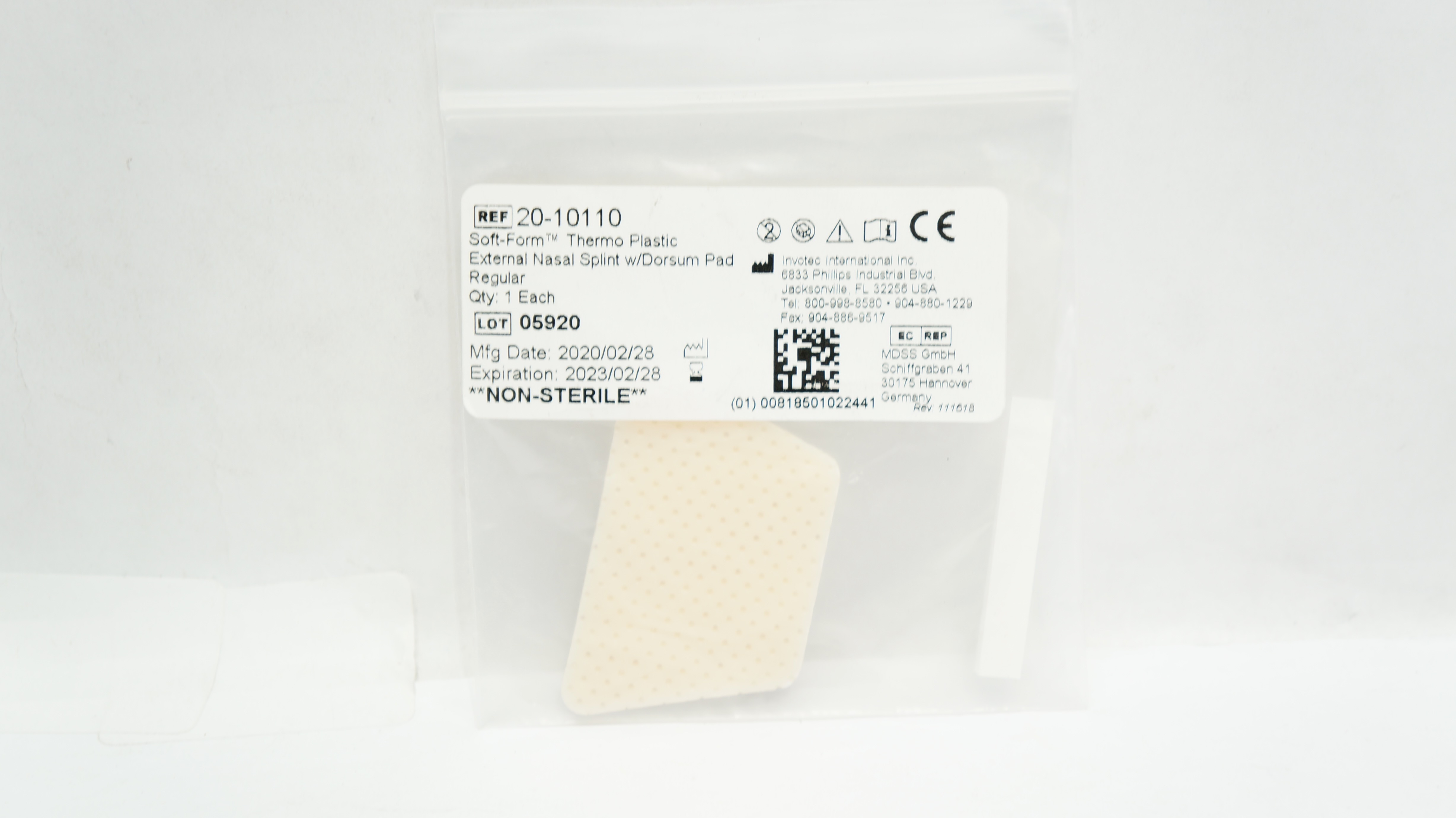 Invotec 2010110 SoftForm Thermo Plastic External Nasal Splints