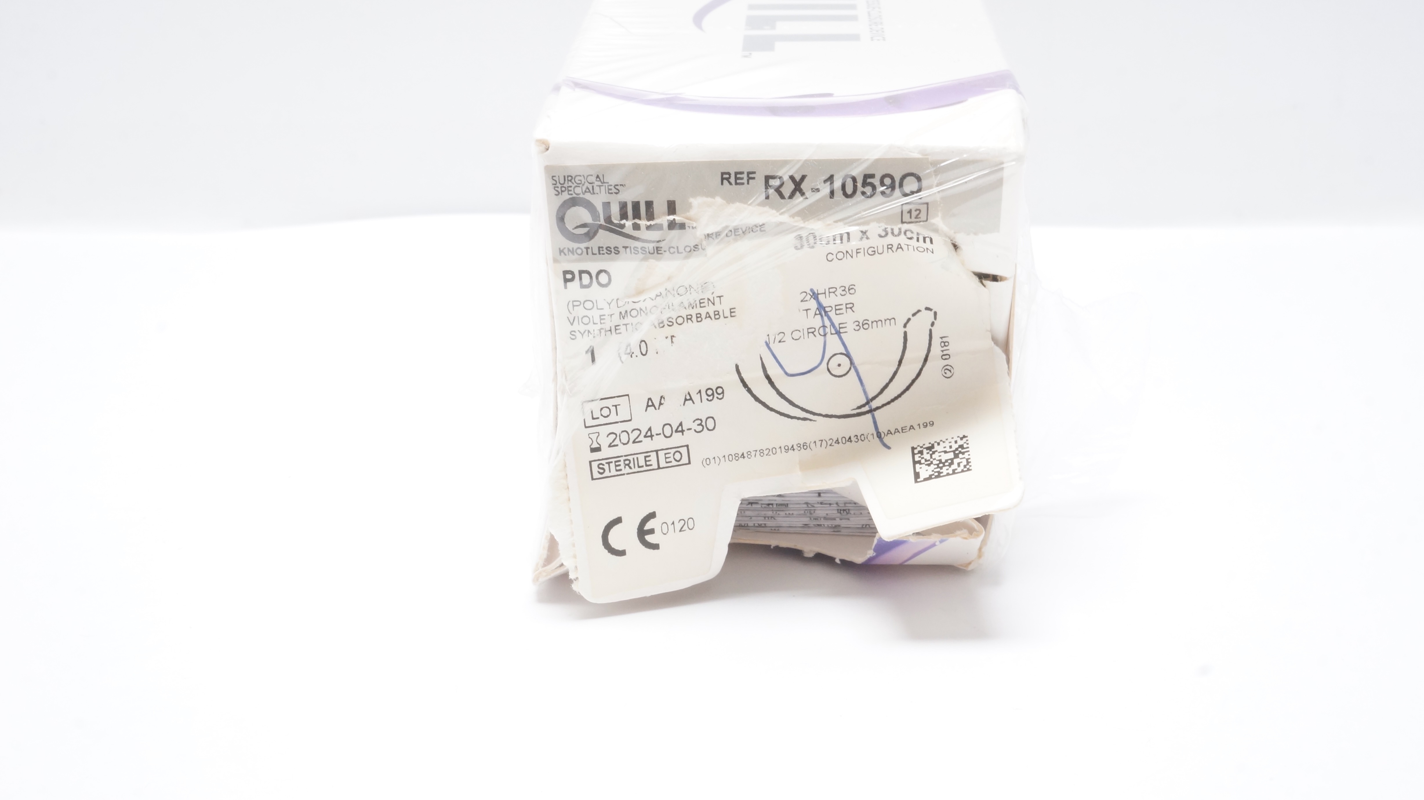 Surgical Specialties RX-1059Q 1 Quill 2xHR36 Taper 1/2c 36mm 30cm (x)-Box of 12
