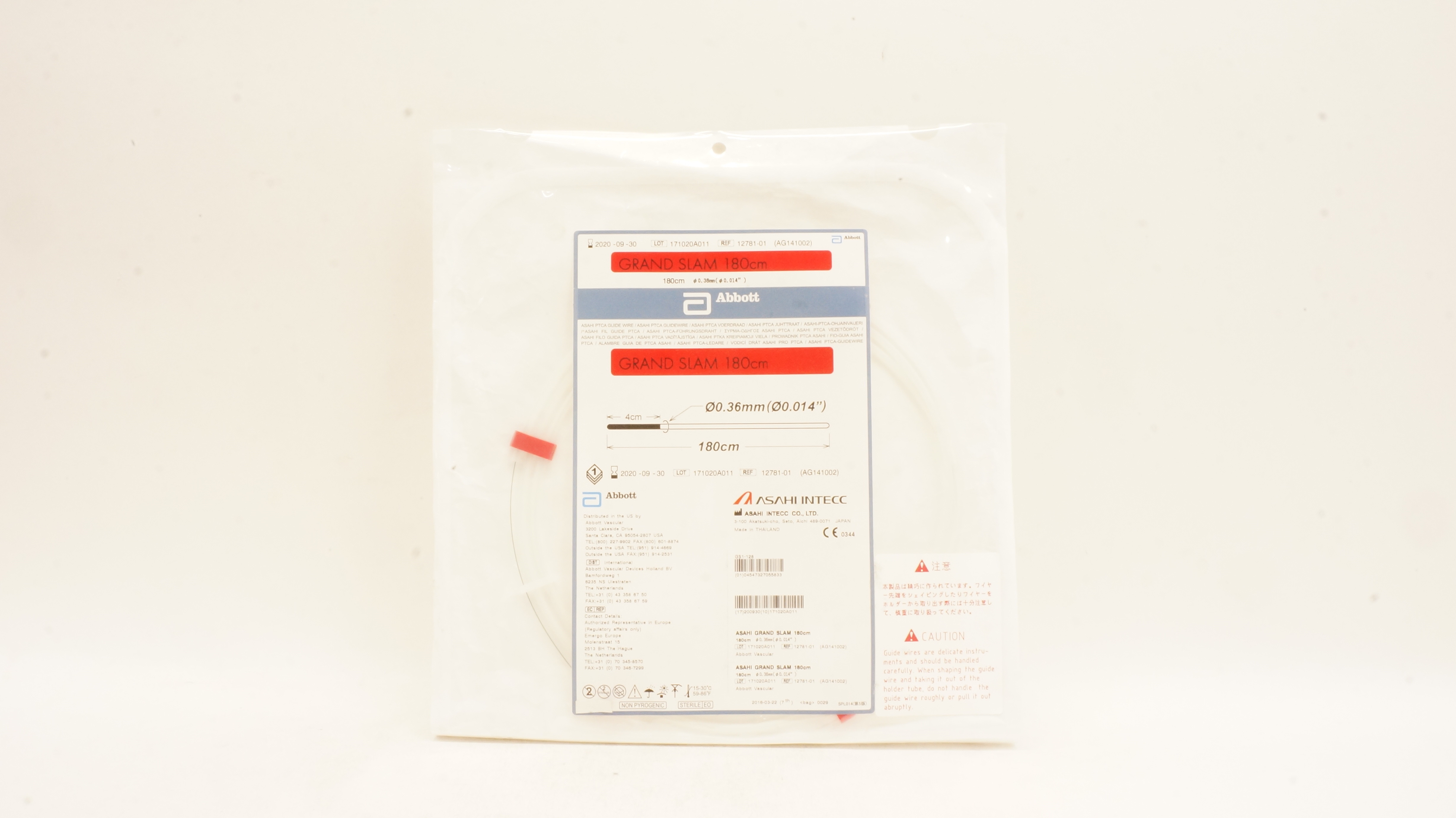 Abbott 12781-01 ASAHI PTCA Guide Wire Grand Slam 0.014inch x 180cm (x)