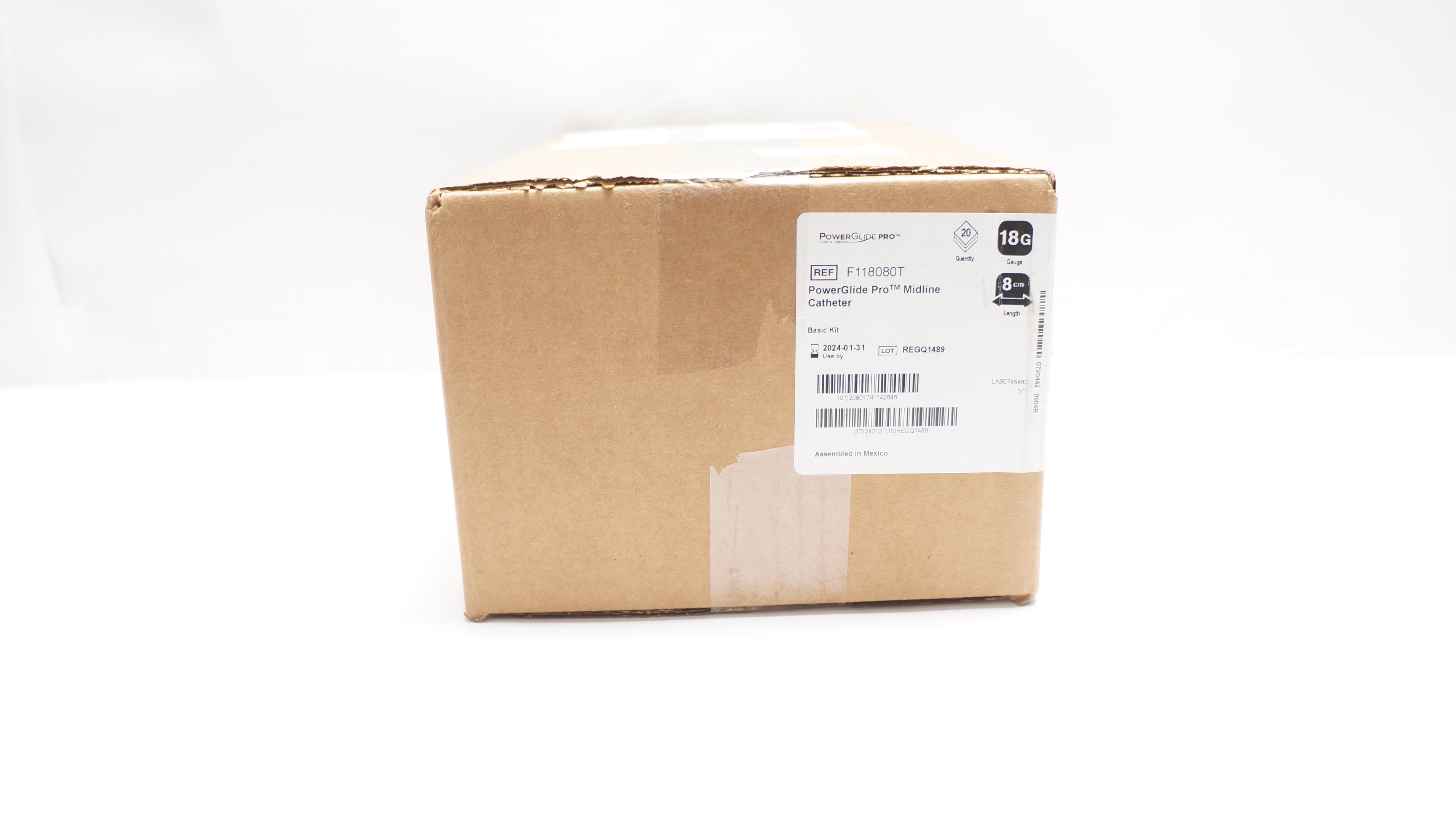Bard F118080T PowerGlide Pro Midline Cath. 18G x 8cm - Box of 20 (x)