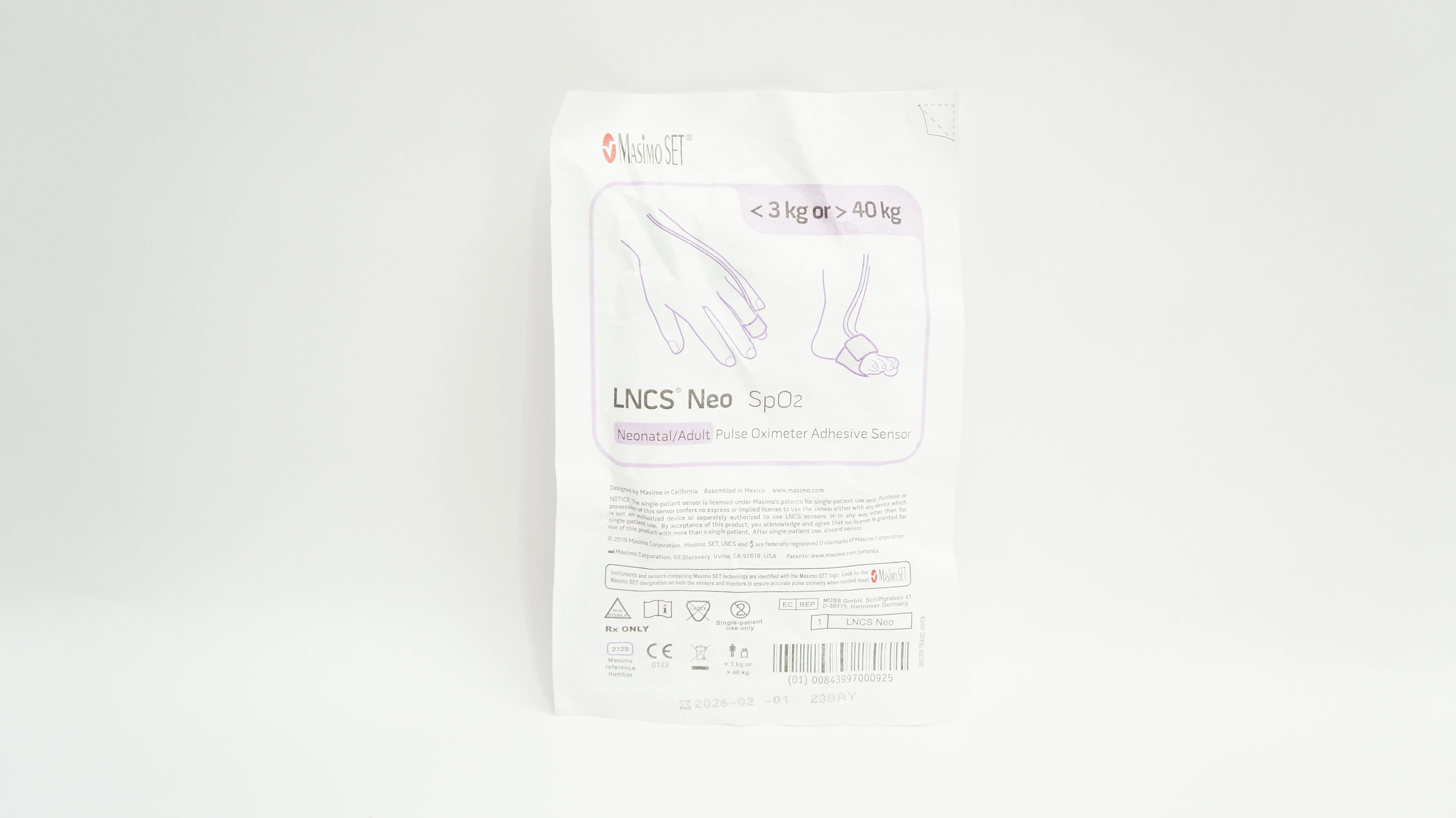 Masimo 2329 Neonatal/Adult Pulse Oximeter Adhesive Sensor 40kg