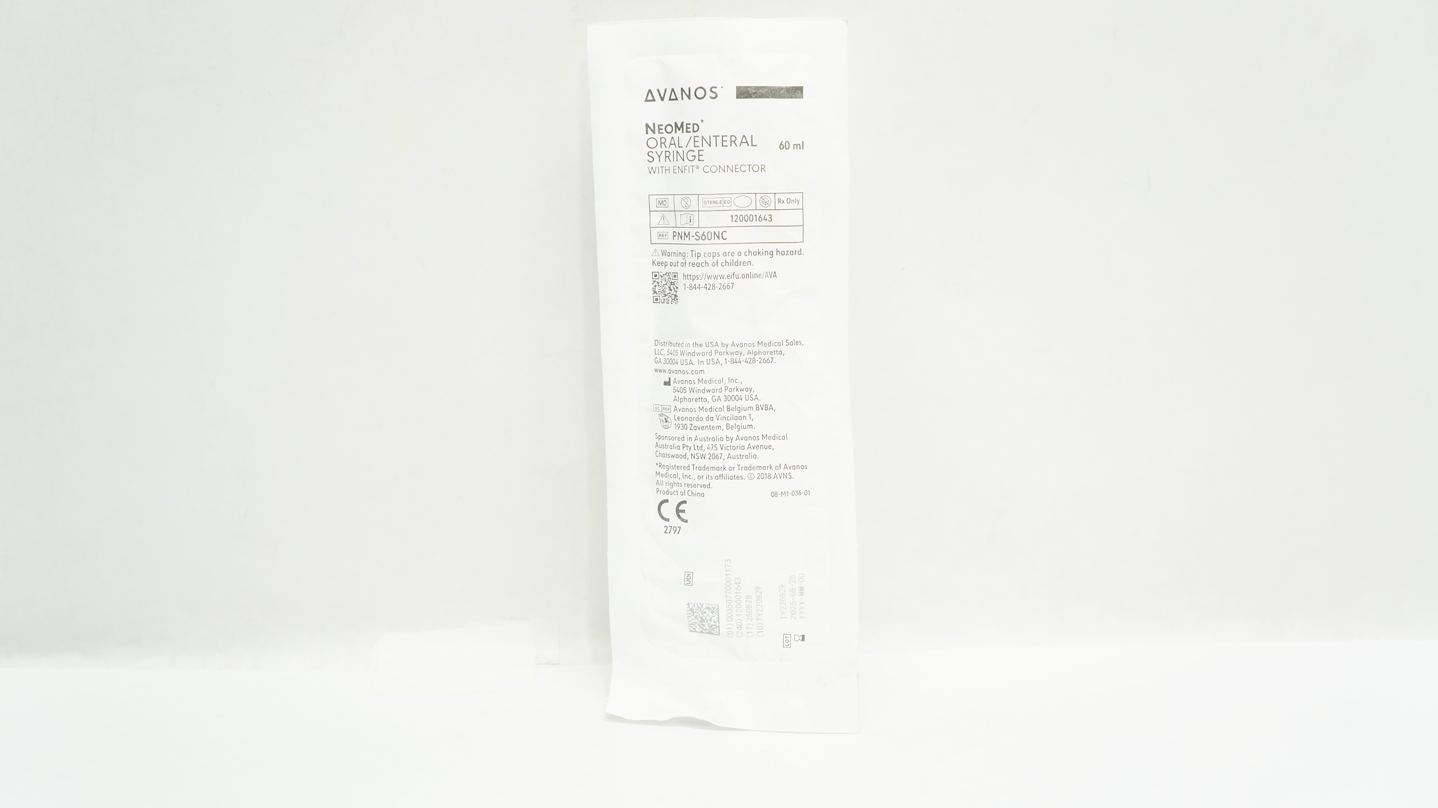 Avanos PNMS60NC NeoMed Oral/Enteral Syringe with ENFIT Connector 60mL