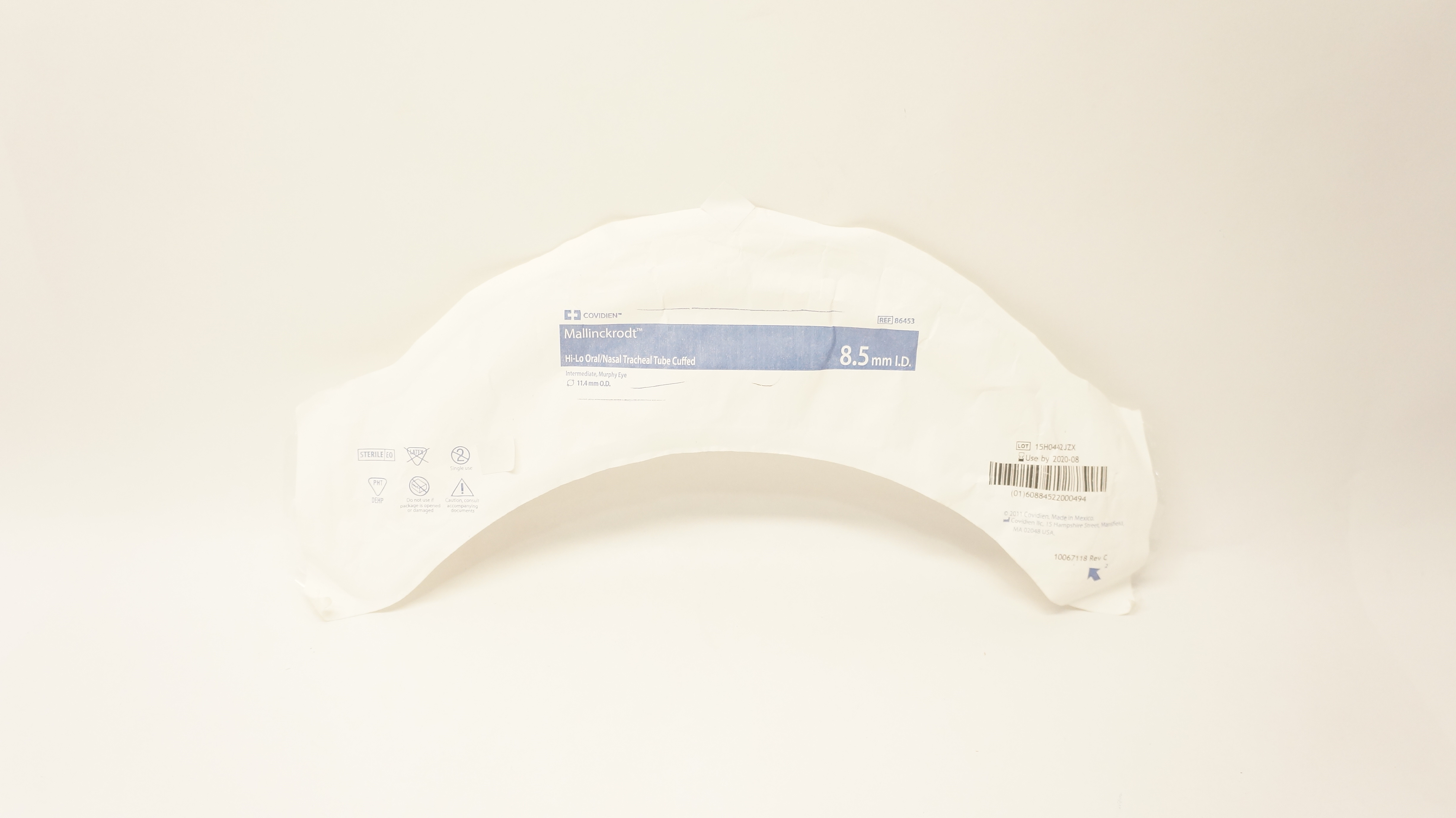 Coviden 86453 Mallinckrodt  Oral/Nasal Tracheal Tube Cuffed 8.5mm x 11.4mm (x)
