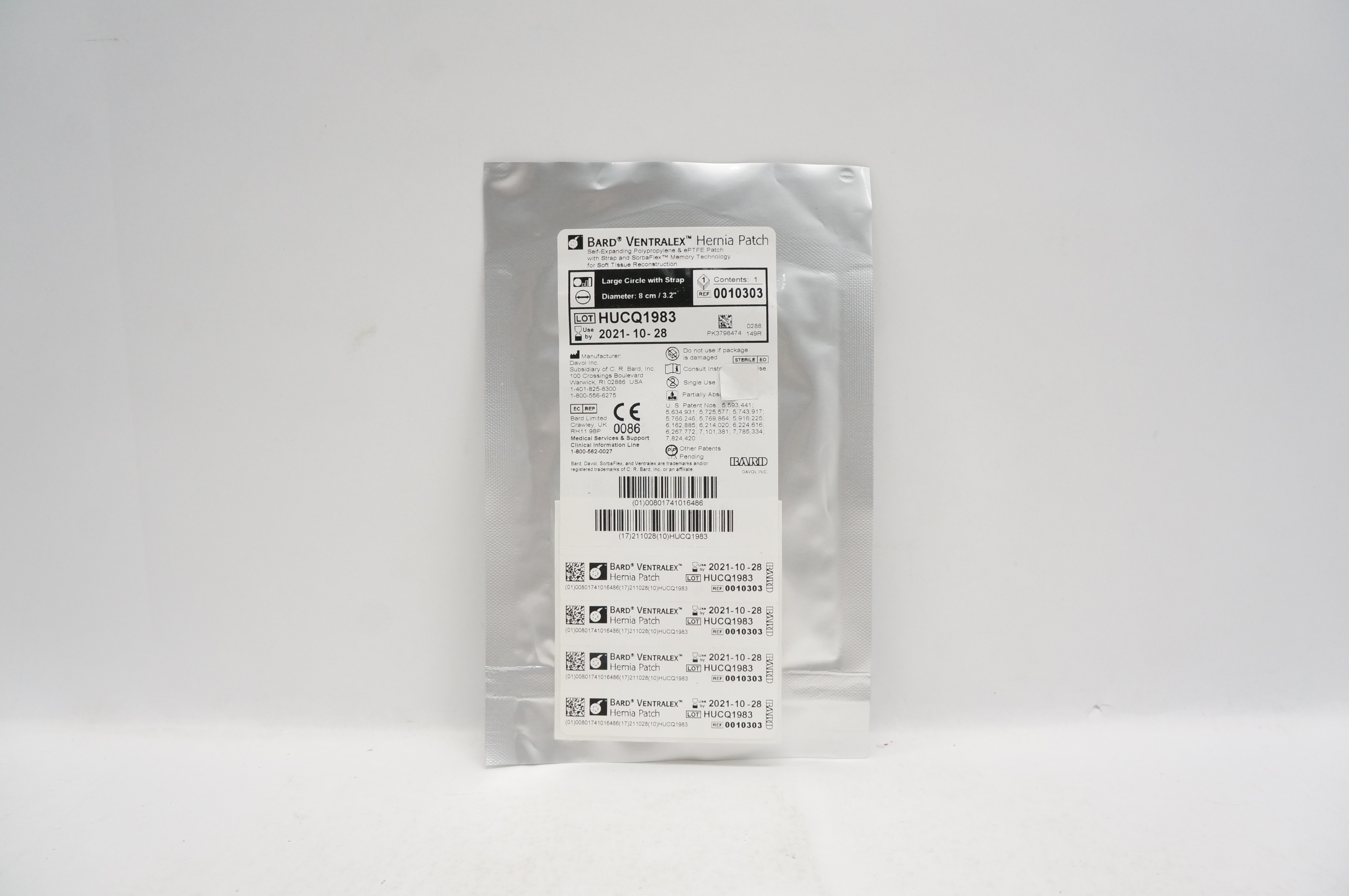 Bard 0010303 Ventralex Hernia Patch Large Circle with Strap 3.2inch (x)